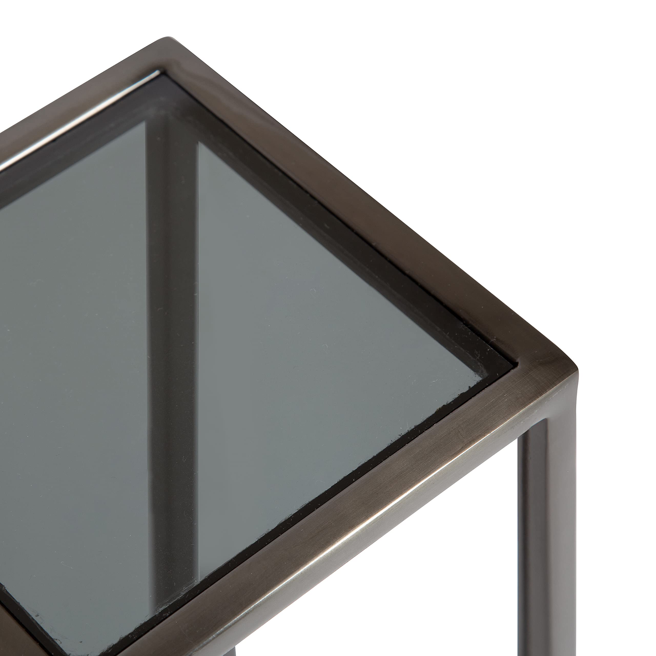 Kate and Laurel Jaspur Modern Drink Table - Gray Glam Accent Table with Storage | Stylish Side Table for Living Room, Bedroom or Office Decor