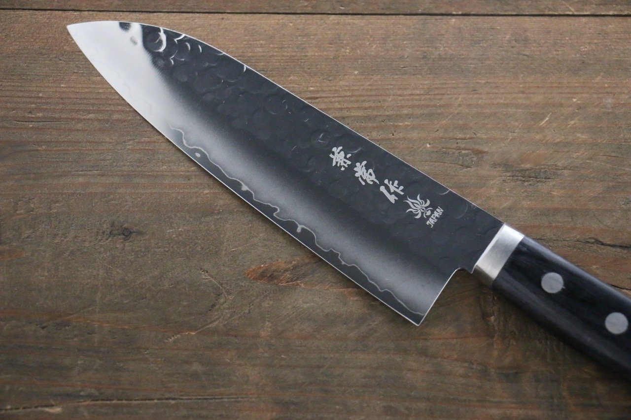 Premium Kanetsune VG1 Hammered Santoku Knife 165mm with Pakkawood Handle - Japanese Kitchen Knife for Professional Chefs & Home Cooking, Perfect for Slicing, Dicing & Mincing Vegetables, Meat & Fish