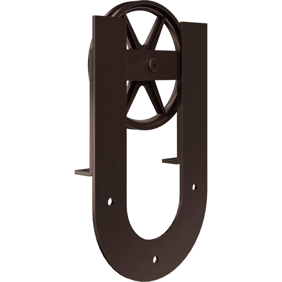 Premium Wagon Wheel Horseshoe Roller Hanger for Barn Doors - Rustic Brown, 2 1/4