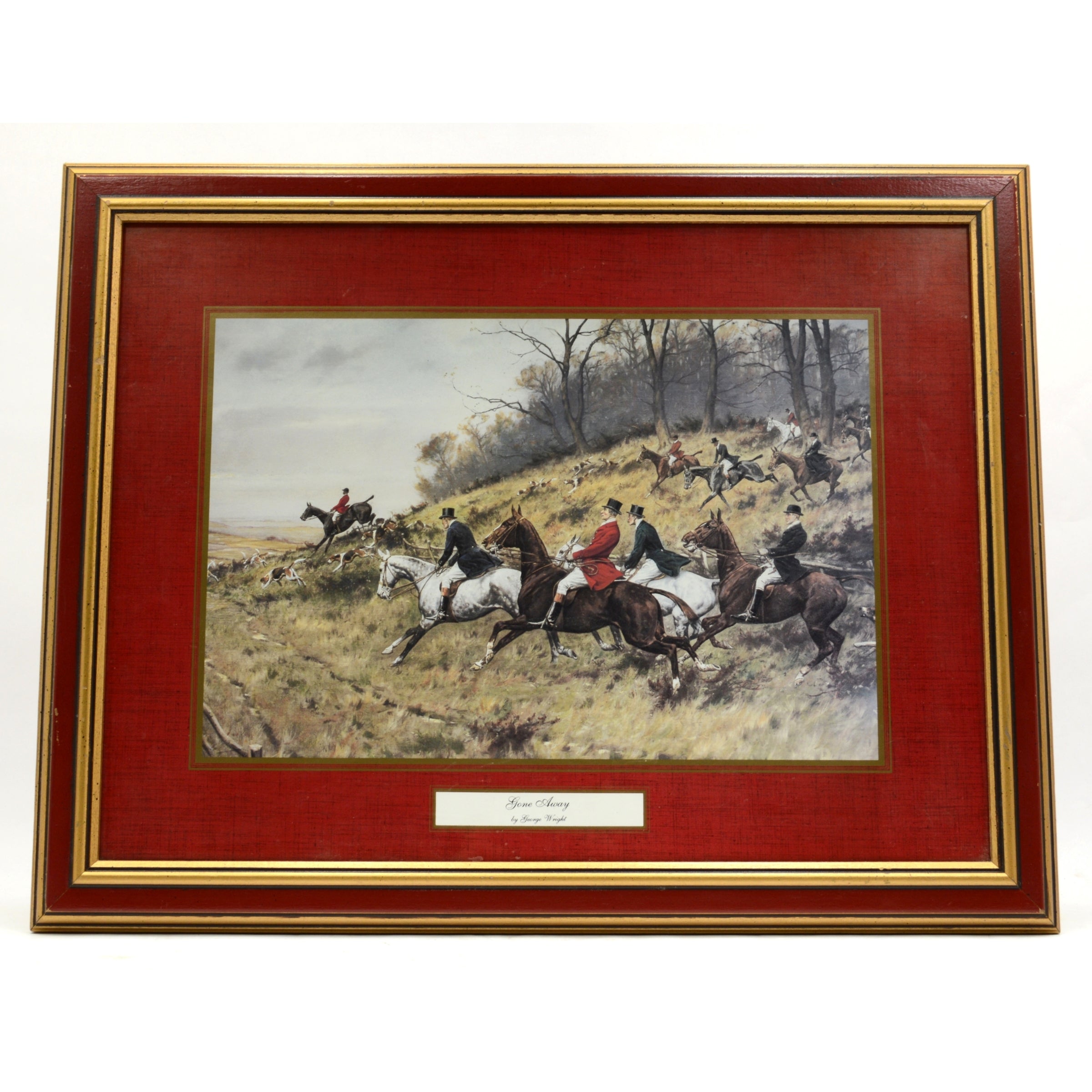 2 Pack Framed George Wright Equestrian Hunt Prints - Full Cry & Gone Away - Perfect for Home Decor, Office Art, and Equestrian Enthusiasts