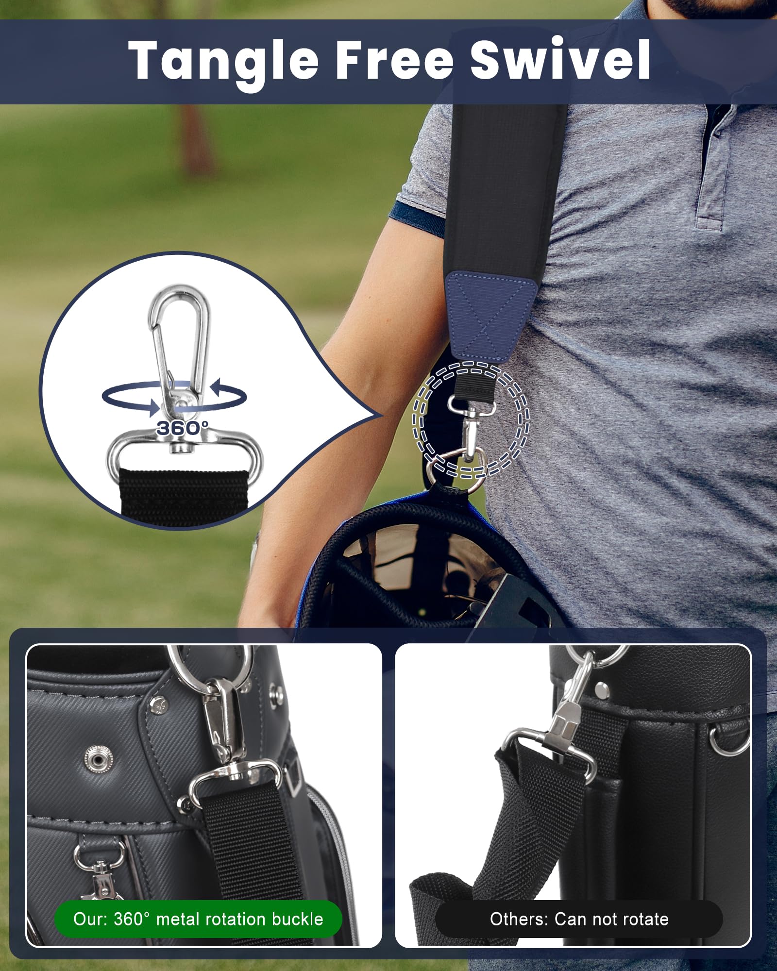 Premium Padded Golf Bag Shoulder Strap - Adjustable Thick Comfort Pad, Quick Release Buckle, Universal Replacement for Golf Bags - Perfect for Walking the Course or Driving Range Practice