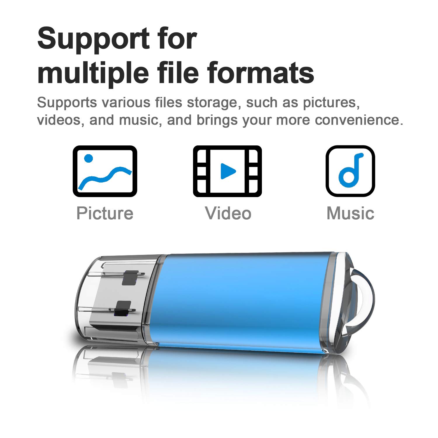 KEXIN 50 Pack 16GB USB Flash Drives - Blue Retractable USB 2.0 Memory Sticks with 30MB/s Speed for Windows/Mac/Linux - Perfect for Data Storage, File Transfer & School/Office Use
