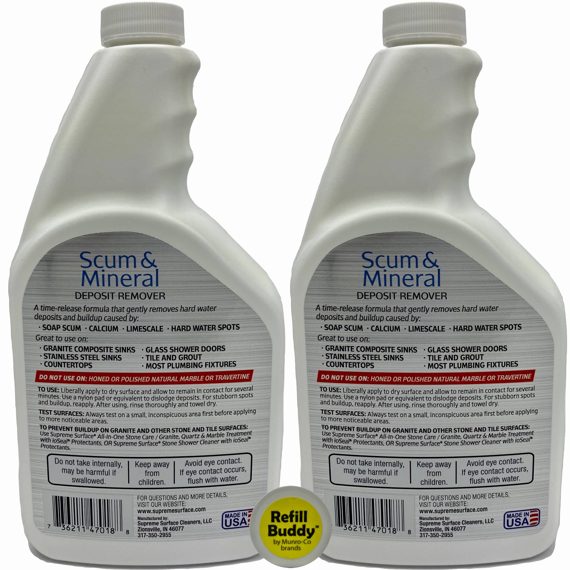 Scum & Mineral Deposit Remover - 2 Pack | Effective Bathroom & Kitchen Cleaner for Shower, Sink & Faucet Stains | Hard Water Stain Remover for Home Use