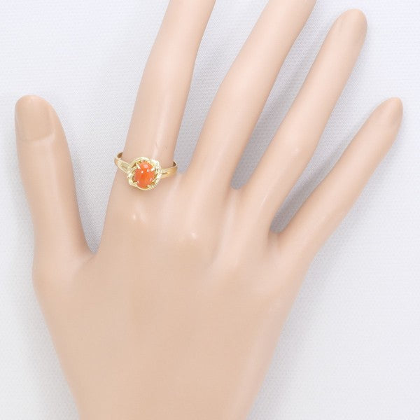 18K Yellow Gold Coral Ring for Women - Elegant Handmade Jewelry Gift for Birthday, Anniversary & Valentine's Day - Perfect for Beach Weddings & Summer Fashion Accessories