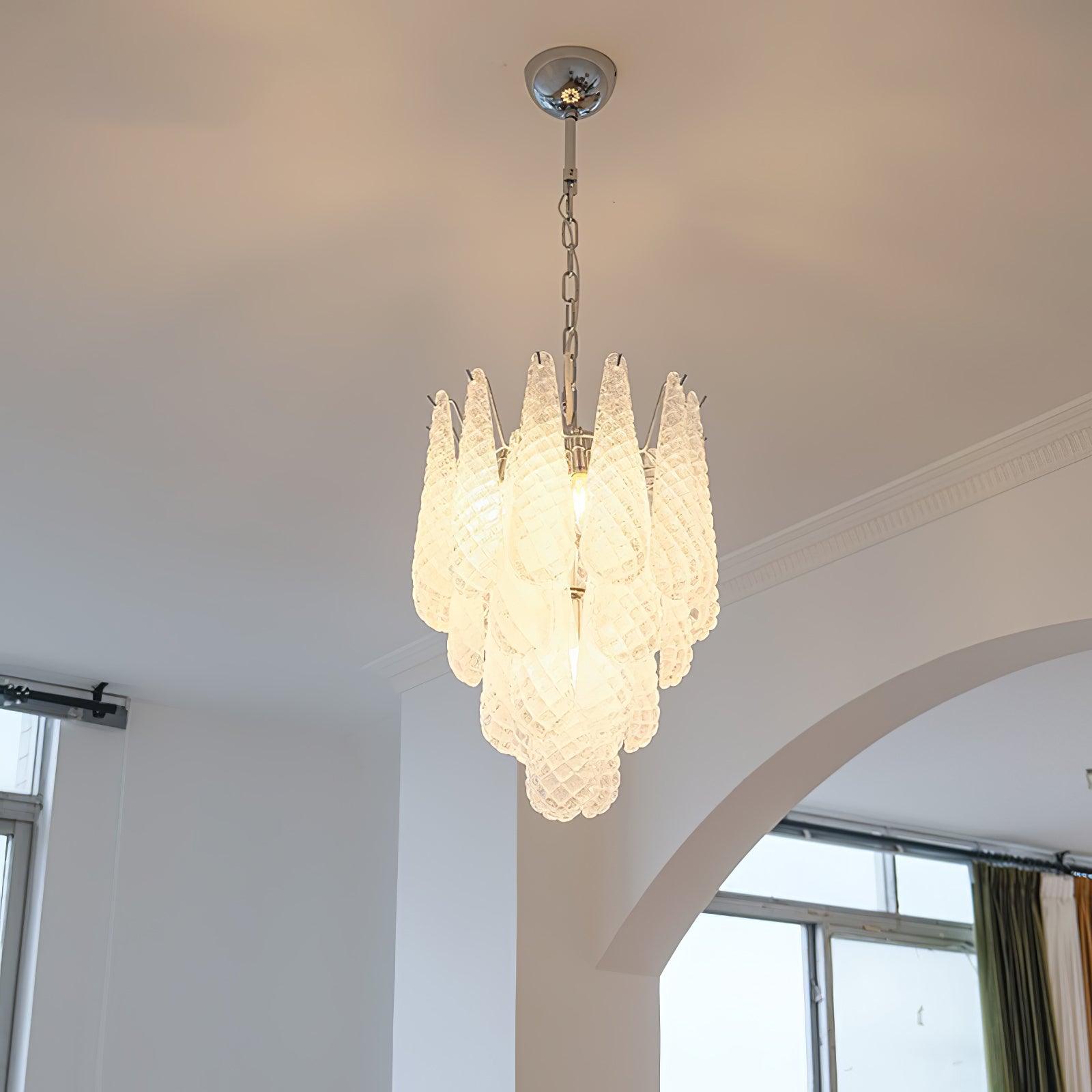 Modern Grid Glass Waterfall Chandelier - Elegant Crystal Ceiling Light Fixture for Dining Room, Living Room & Bedroom | Perfect for Home Decor, Wedding & Luxury Interior Design