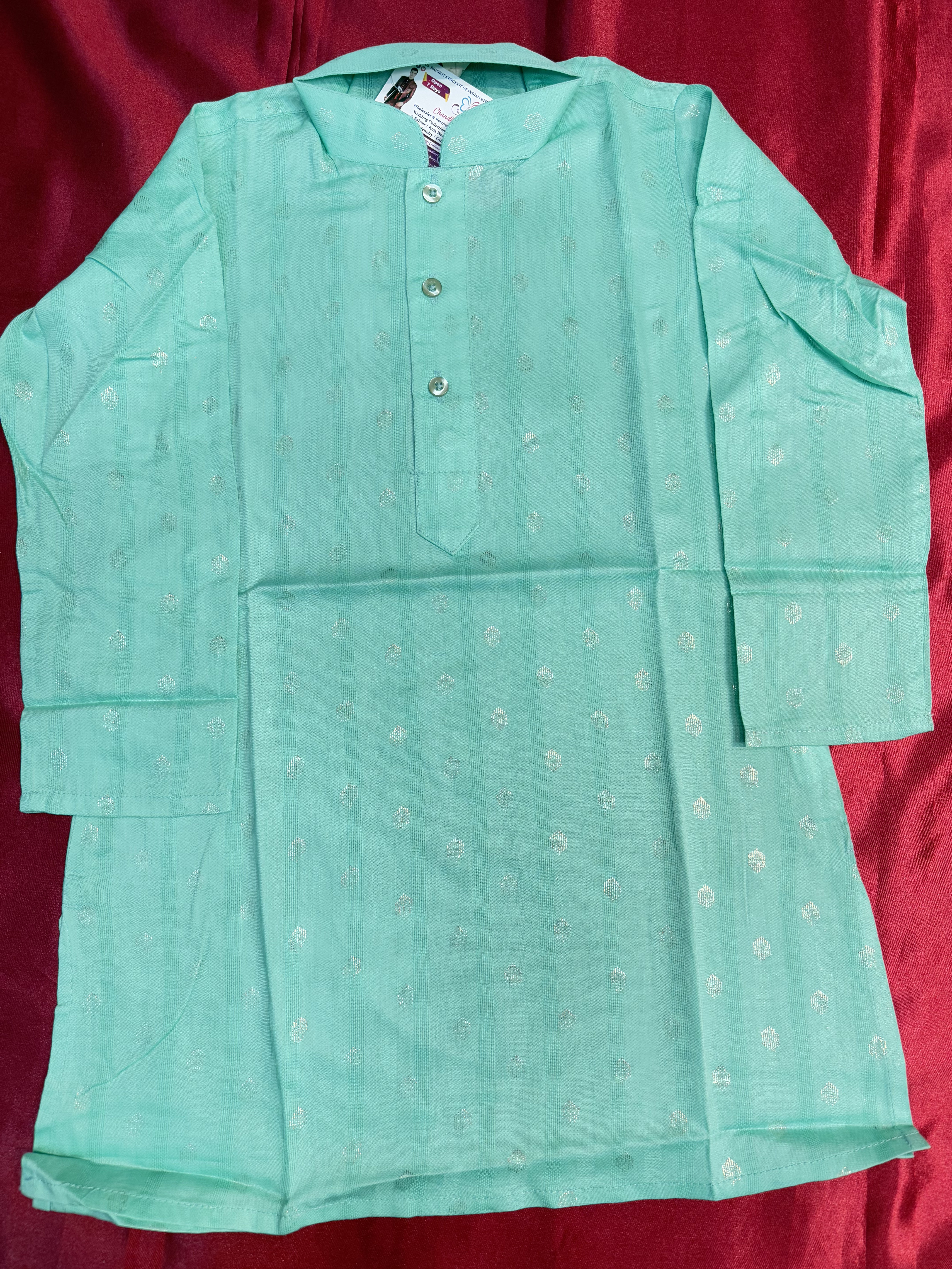 Stylish Sky Blue Kids Kurta Pajama Set - Premium Poly Blend Designer Ethnic Wear for Boys & Girls - Perfect for Festivals, Parties, and Special Occasions