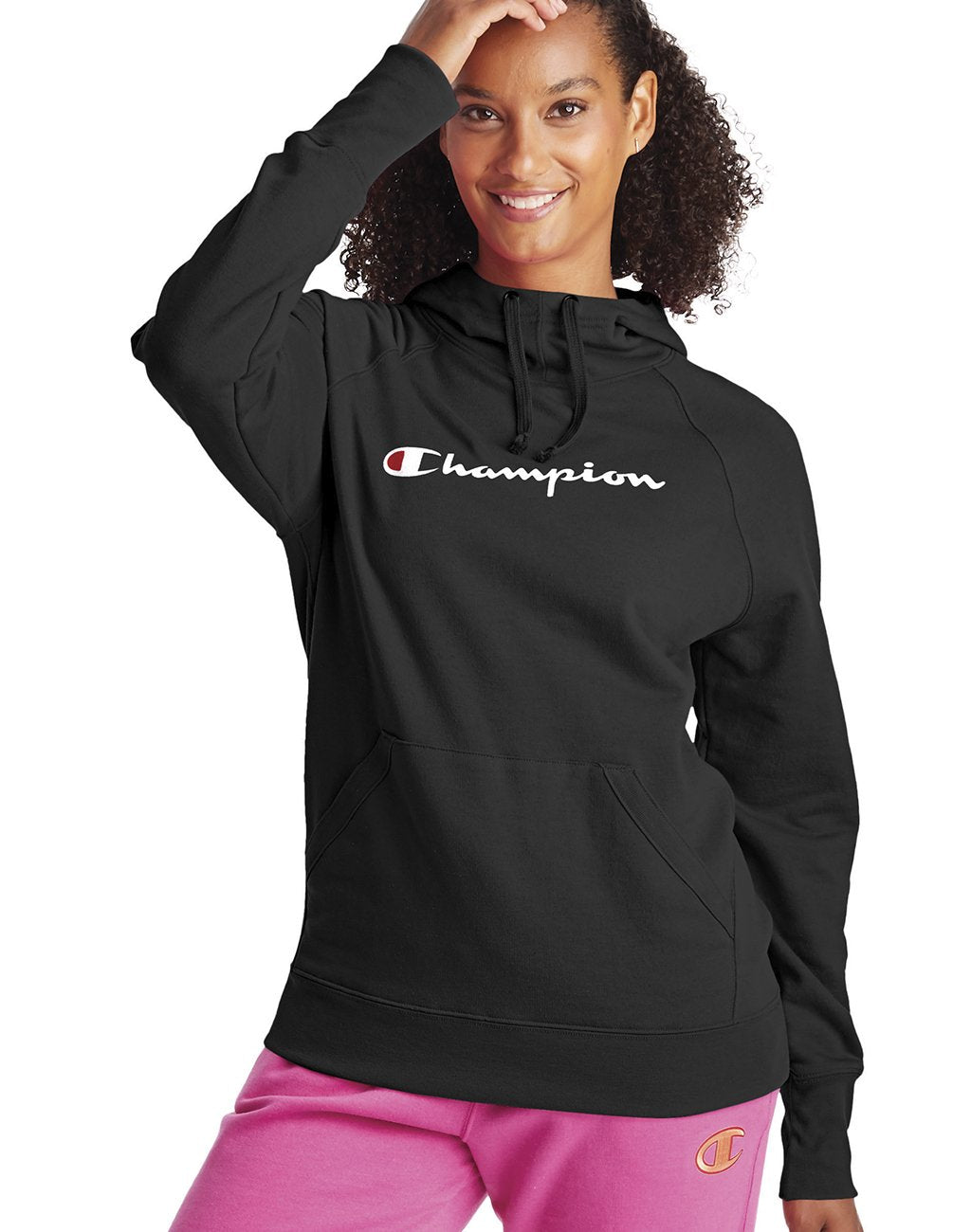 Champion Powerblend Graphic Pullover Hoodie for Women - Soft Fleece Sweatshirt with Trendy Print - Perfect for Gym, Lounge & Casual Outfits