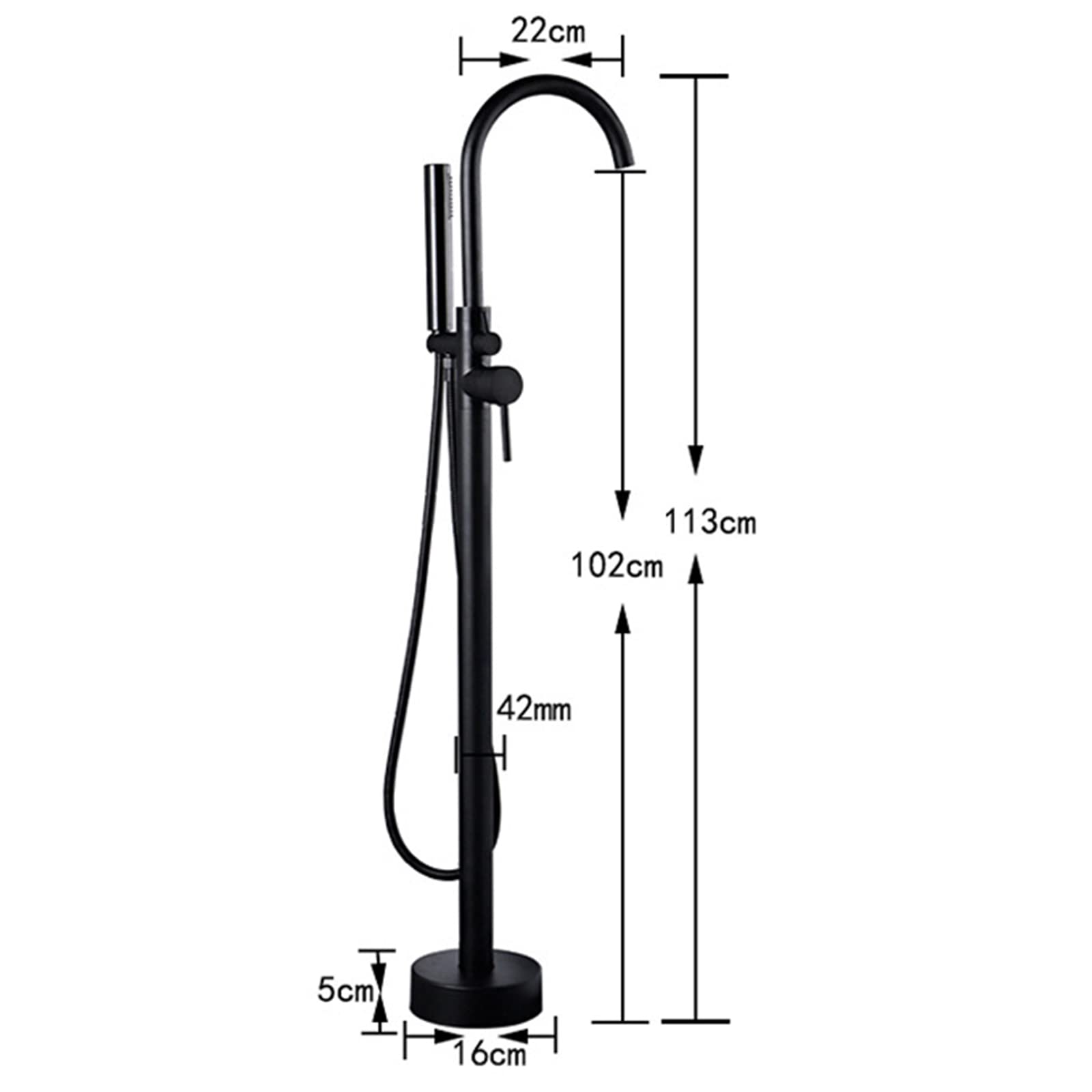 Freestanding Bathtub Faucet with Hand Shower - Brass Floor Standing Tub Filler, Double Handle Hot & Cold Water Mixer Tap, Swivel Spout, Gold Finish - Perfect for Modern Bathroom & Spa Relaxation