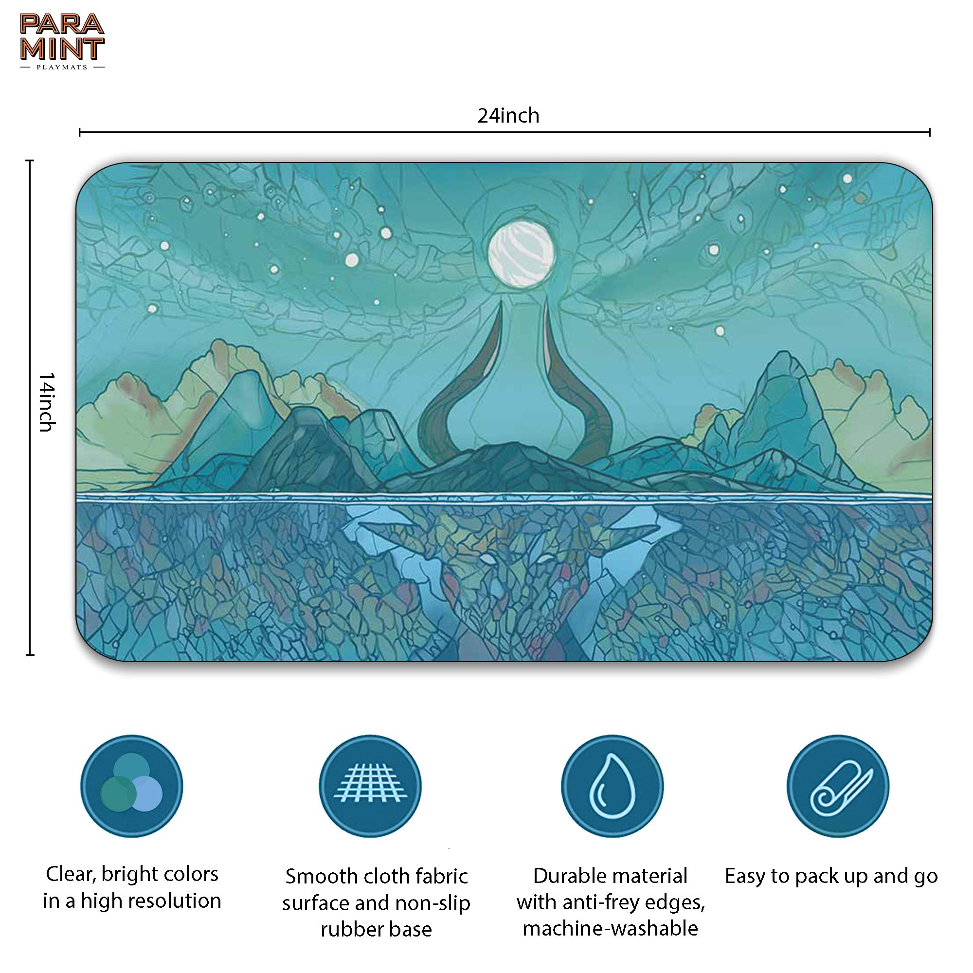 Stained Glass Island Mana Scenery MTG Playmat - Magic The Gathering, YuGiOh & TCG Compatible Gaming Mat - Premium Stitched Original Art Design for Card Game Enthusiasts - Perfect for Tournaments, Casual Play & Collectors