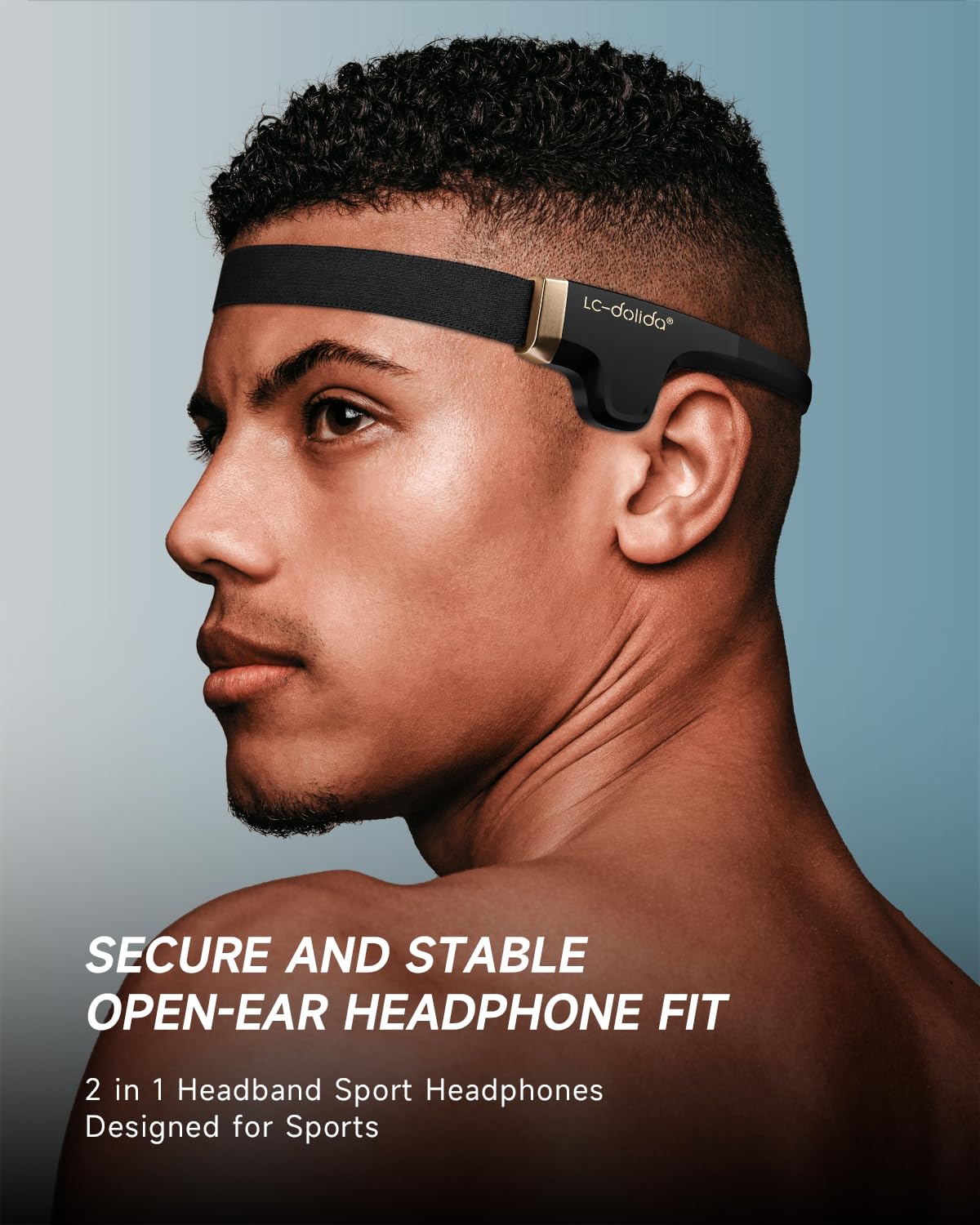 LC-dolida Open Ear Wireless Bluetooth Headphones - Sport Headband Headphones with Premium Sound, Air Conduction Technology for Running, Workout, Cycling & Outdoor Activities