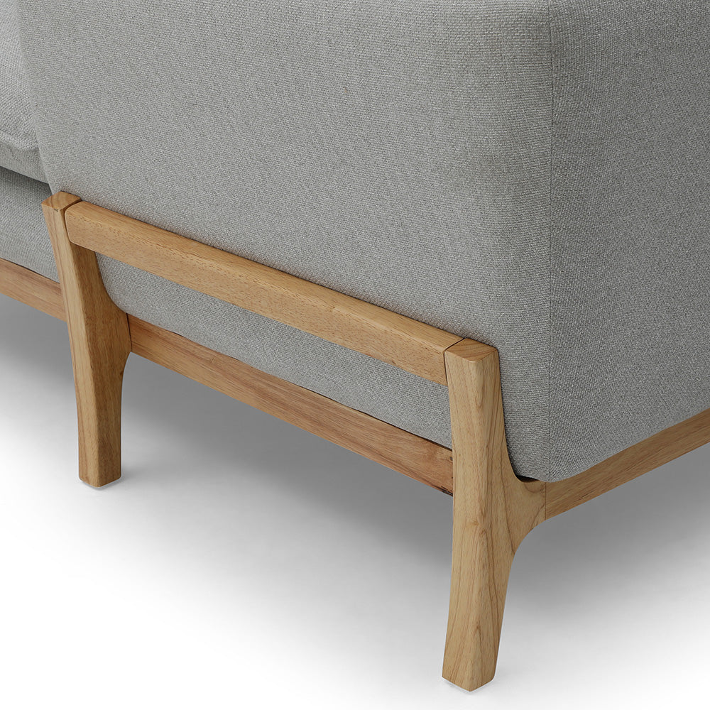 BRONTE 3-Seater Sofa with Right Chaise in Light Grey & Oak - Modern Living Room Furniture for Small Spaces & Apartments