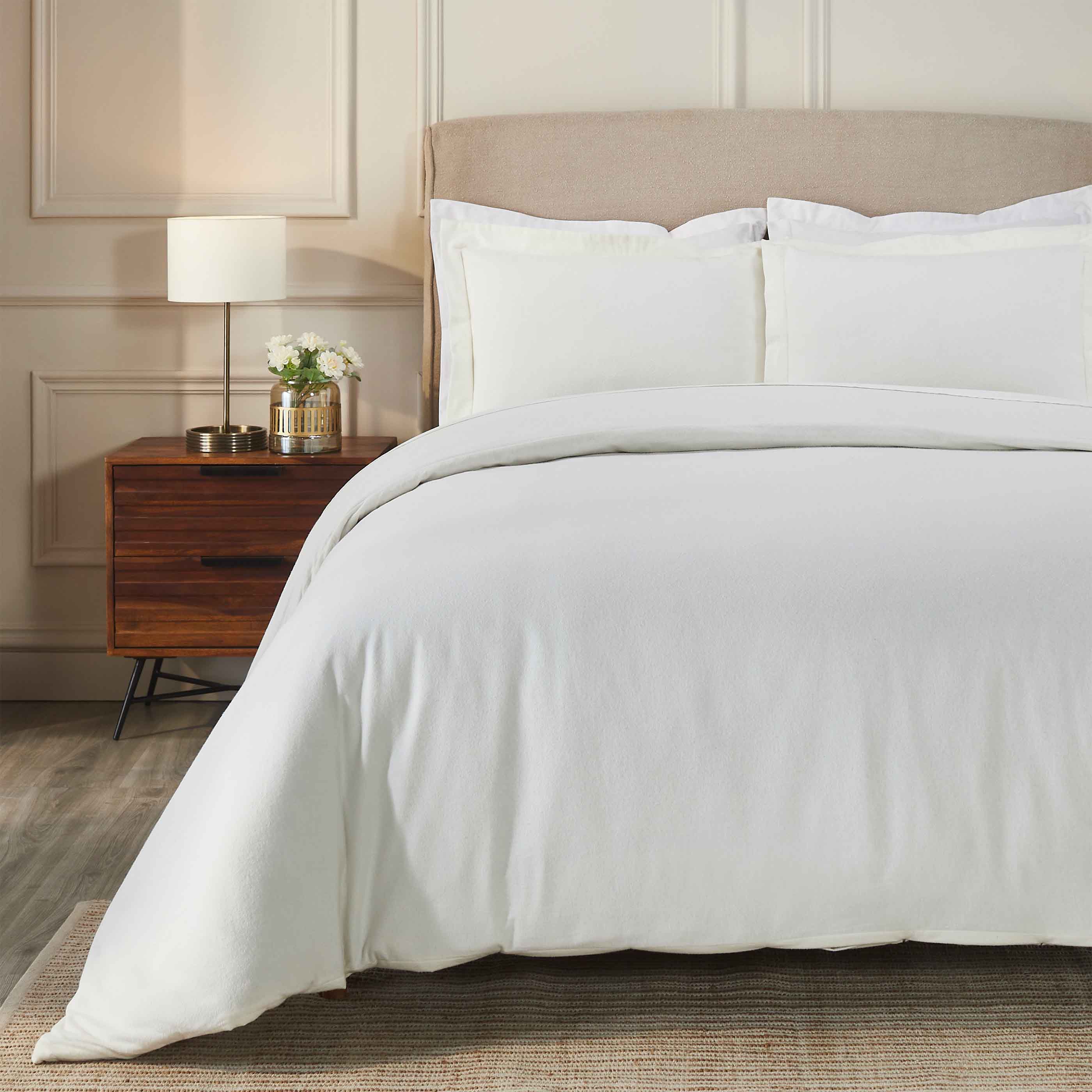 Premium Rome Flannel Cotton Solid Brushed Duvet Cover Set - Soft & Cozy Queen/King Size Bedding for Winter Warmth & Comfort