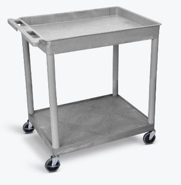 Luxor 2-Shelf Large Gray Utility Cart with Wheels - Perfect for Kitchen, Office, Garage Storage and Organization