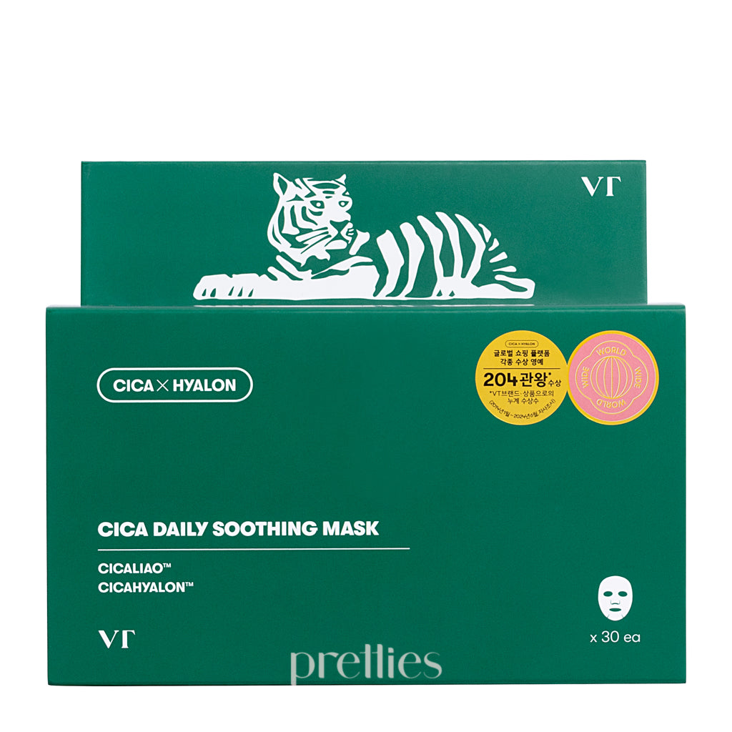 VT Cica Daily Soothing Face Mask 30pcs/350g - Hydrating & Calming Sheet Mask for Sensitive Skin - Perfect for Daily Skincare Routine & Post-Sun Care