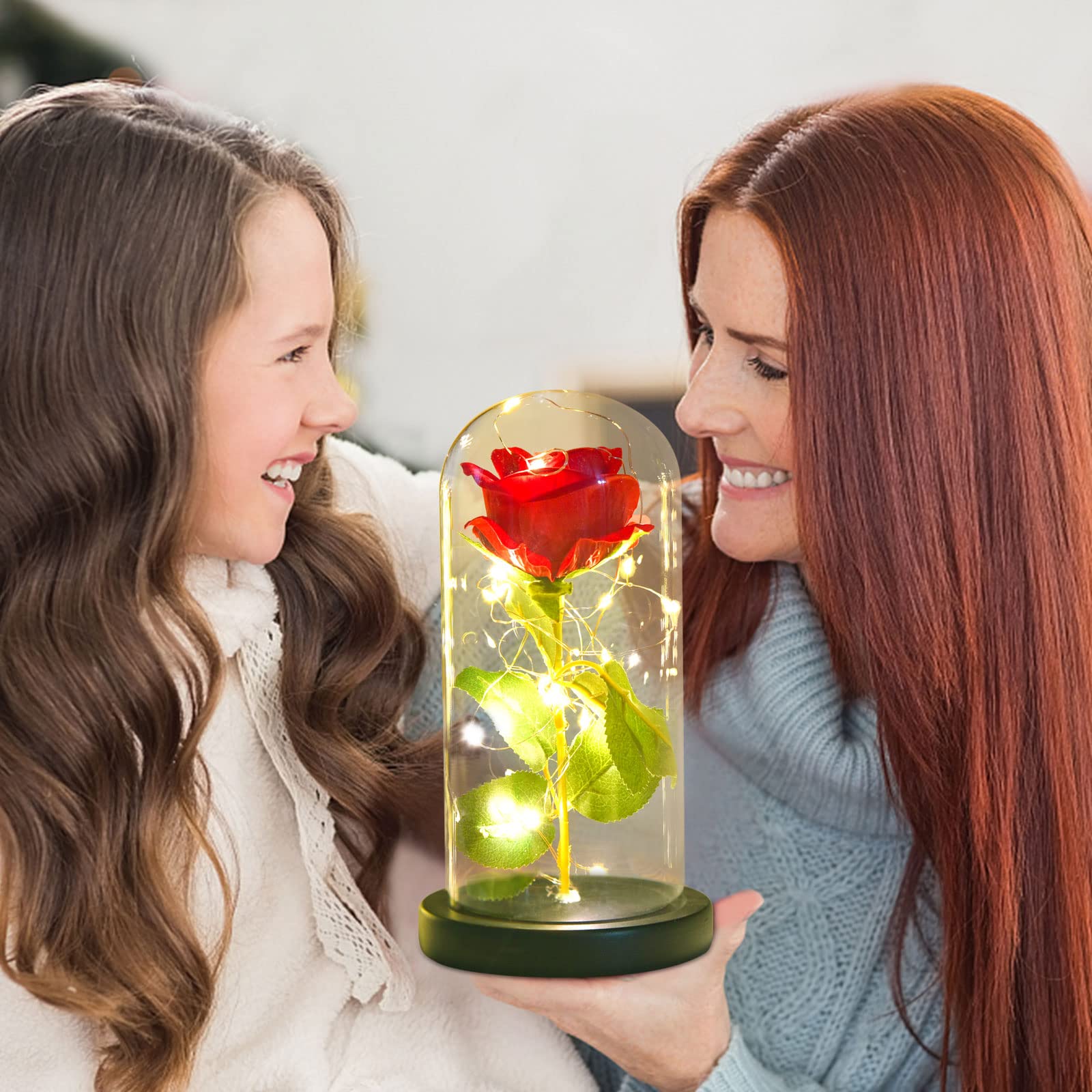 Kyoryuger Rose Red Glass Rose - Preserved Flower Gift for Valentine's Day, Birthday, Anniversary | Perfect Gift for Women, Wife, Girlfriend, Mother | Romantic Home Decor & Special Occasion Present