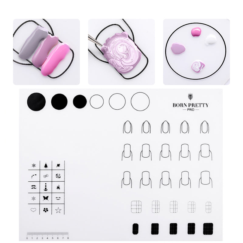 Born Pretty Nail Practice Silicone Mat - Non-Slip Manicure Training Pad for Nail Art Beginners, DIY Nail Extension & Gel Polish Application - Perfect for Home Salon, Nail Tech Practice & Professional Training
