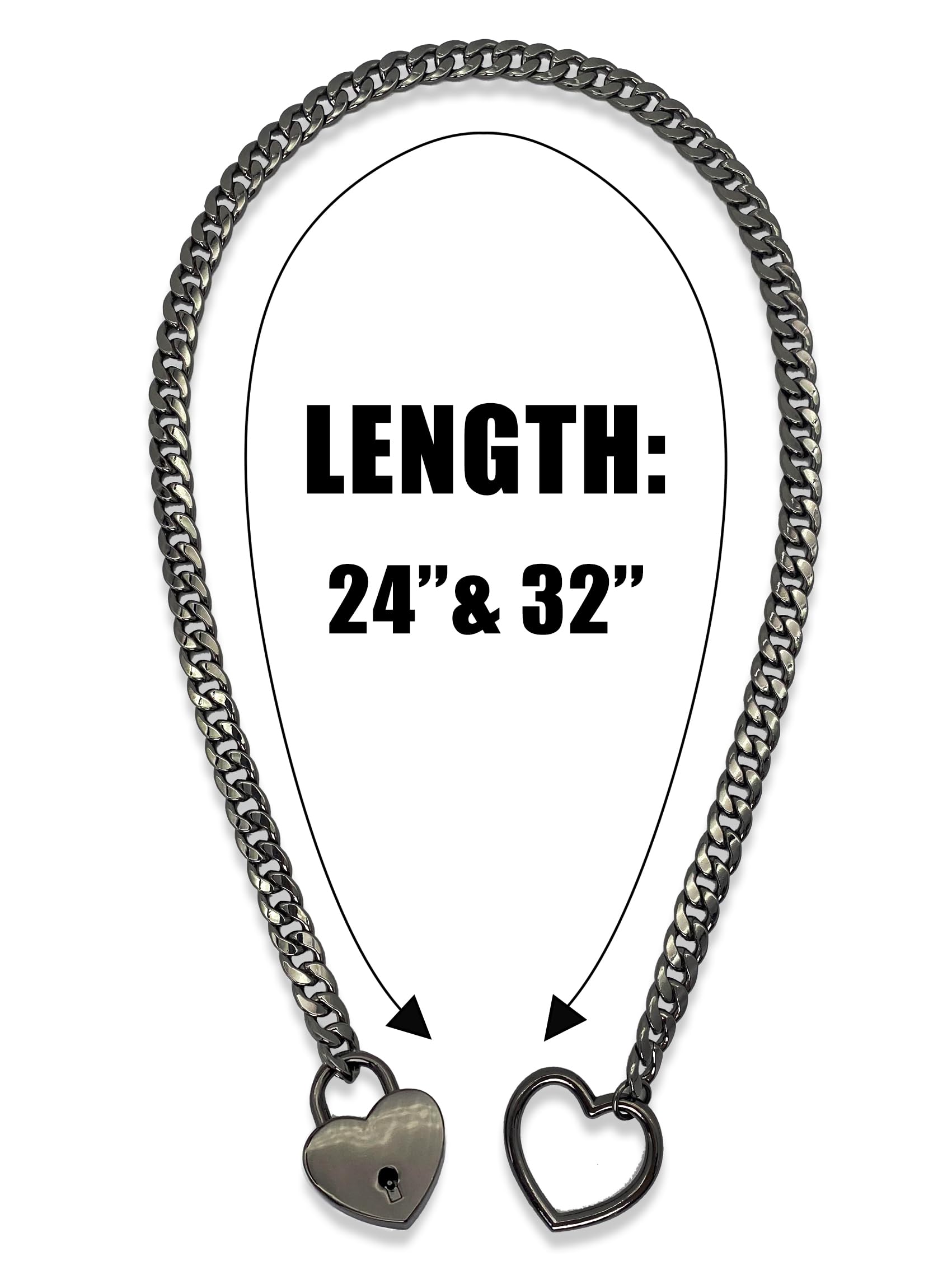 Paloli Women's Punk Rock Cuban Chain Necklace - Adjustable Lariat Y-Necklace with Heart Locker & Key - Perfect for Rock Concerts, Date Nights & Boho Fashion
