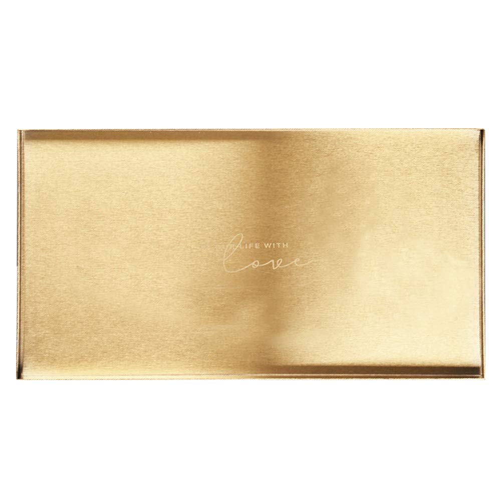 DOITOOL Stainless Steel Tea Serving Tray - Golden Cosmetic Storage Dish & Desktop Decor Organizer for Tea Parties, Makeup Vanity, and Home Decoration