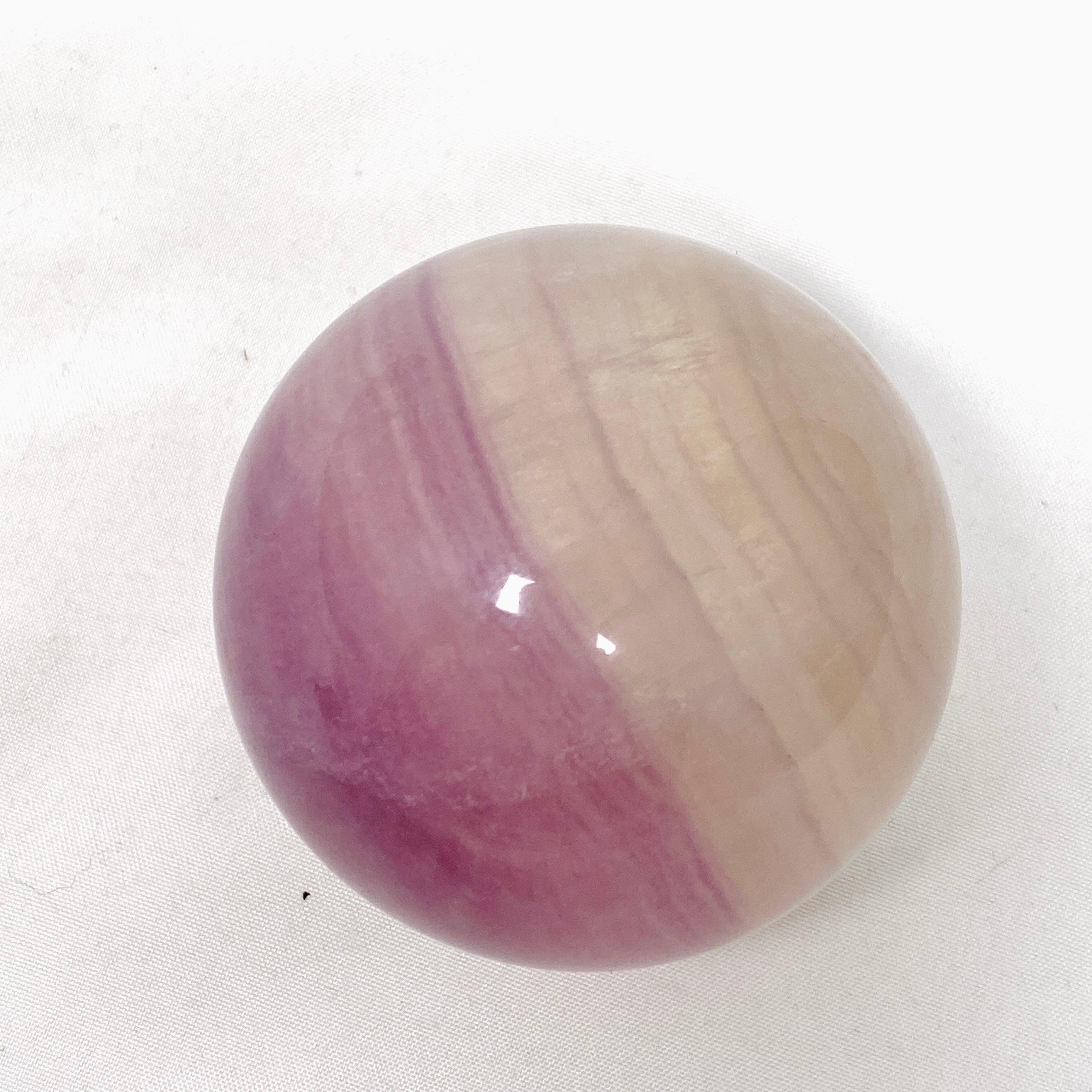 Natural Pink and Yellow Fluorite Sphere - FLS 11 - Healing Crystal for Meditation, Energy Work & Home Decor
