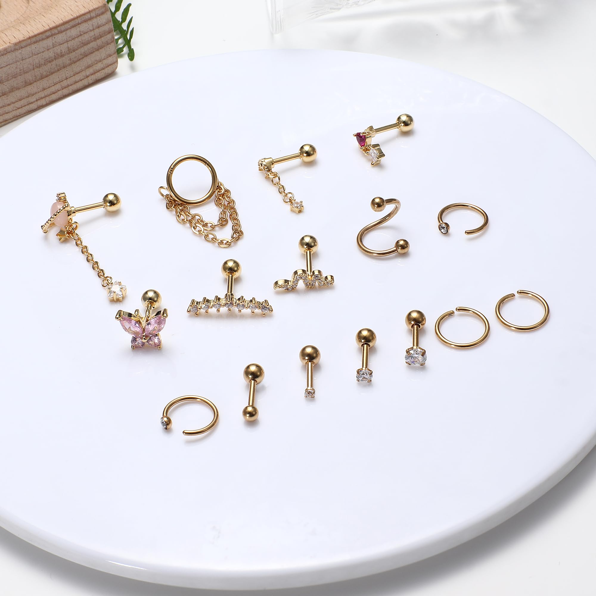 FASACCO 16G Helix Earrings Surgical Steel Cartilage Piercing Jewelry - Conch Earrings for Women & Men | Perfect for Everyday Wear, Parties & Gifts