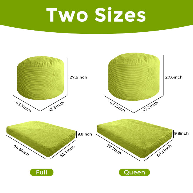 MAXYOYO Giant Bean Bag Bed - Corduroy Convertible Chair & Floor Mattress for Adults | Comfortable Lounge Chair & Guest Bed for Living Room, Bedroom & Dorm