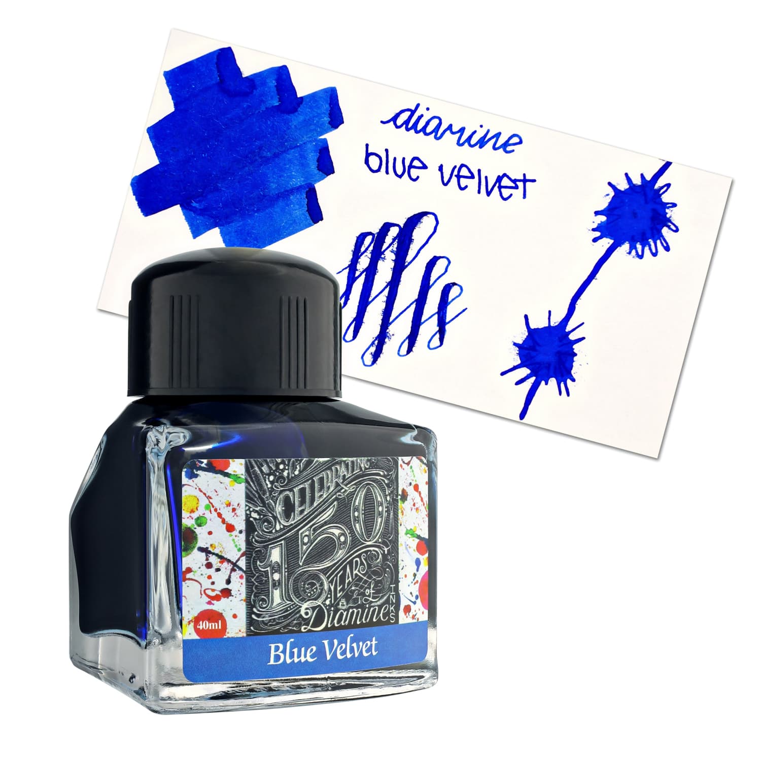 Diamine 150th Anniversary Blue Velvet Fountain Pen Ink - 40 mL Bottle for Calligraphy, Journaling & Letter Writing