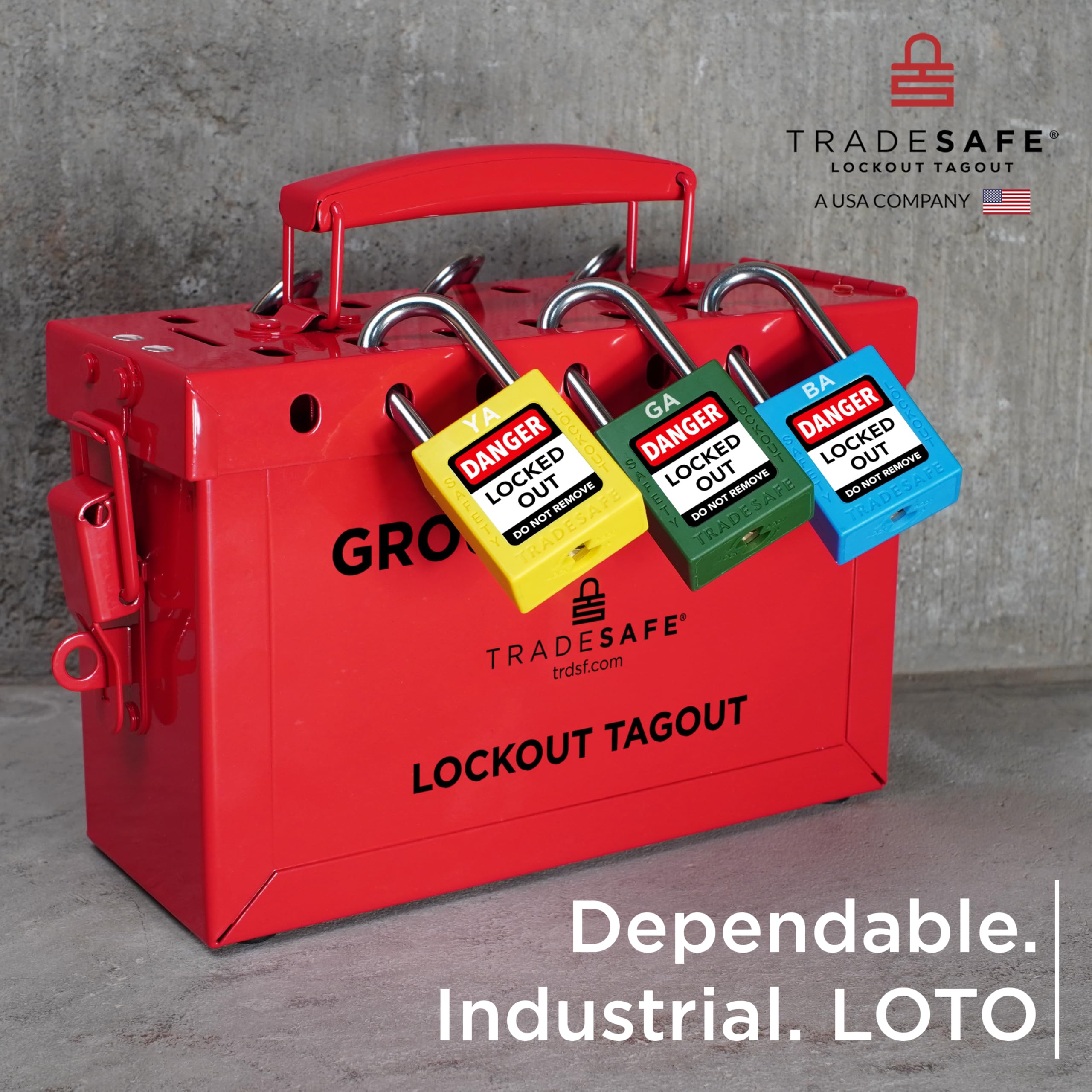 TRADESAFE Lockout Tagout Group Lock Box - Heavy Duty 18 Gauge Steel LOTO Safety Box for OSHA Compliance | Secure Equipment Isolation | Perfect for Industrial Safety, Construction Sites & Facility Maintenance Teams