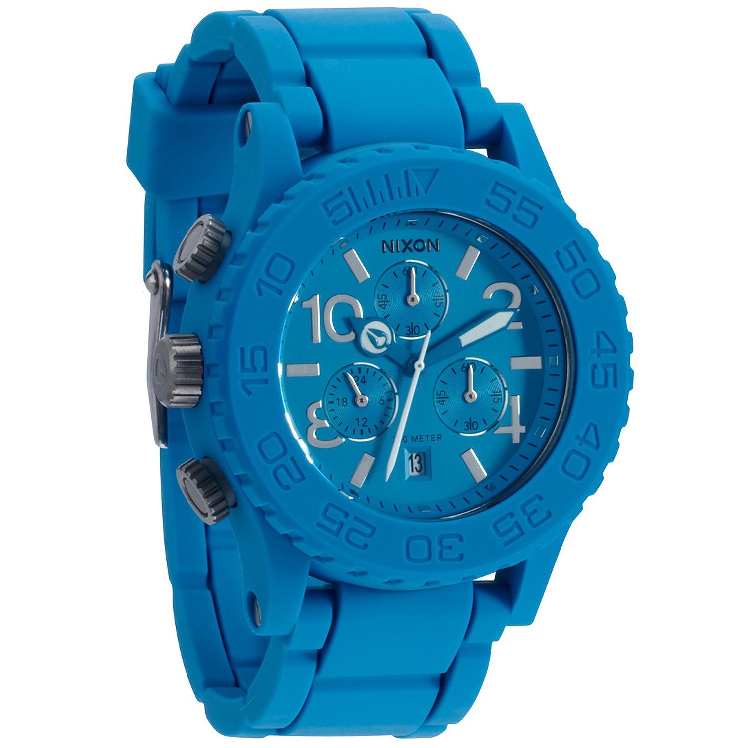 Nixon Rubber 42-20 Chronograph Watch for Men & Women - Waterproof Unisex Sports Watch with Sky Blue Band, Perfect for Swimming, Diving & Outdoor Activities