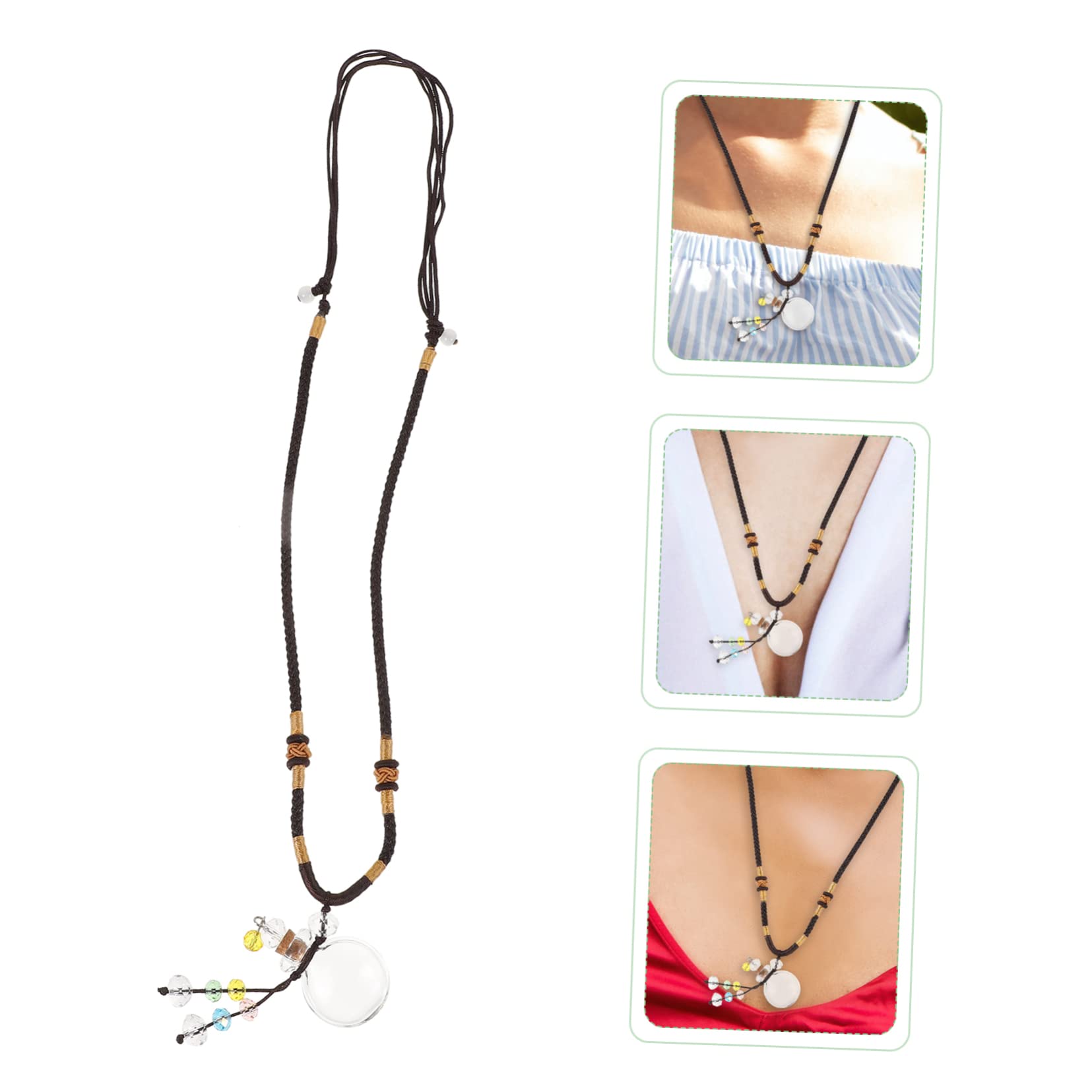 Minkissy 5-Piece Essential Oil Bottle Necklace Set - Glass Pendant Diffuser for Car & Personal Aromatherapy - DIY Charm Amulet for Relaxation, Stress Relief & Home Fragrance