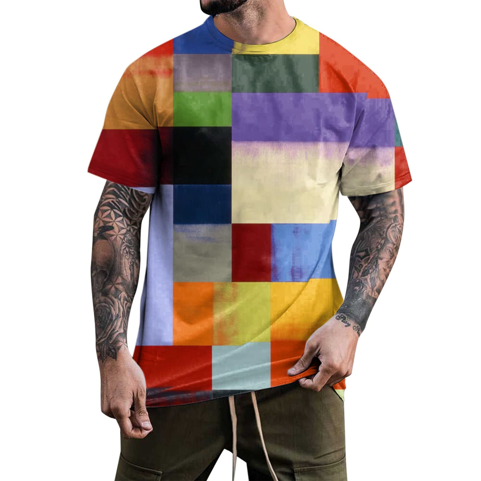 Men's Vintage Distressed Short Sleeve T-Shirt - Casual Retro Style for Spring & Summer Vacations | Perfect for Beach Outings, Streetwear & Everyday Comfort