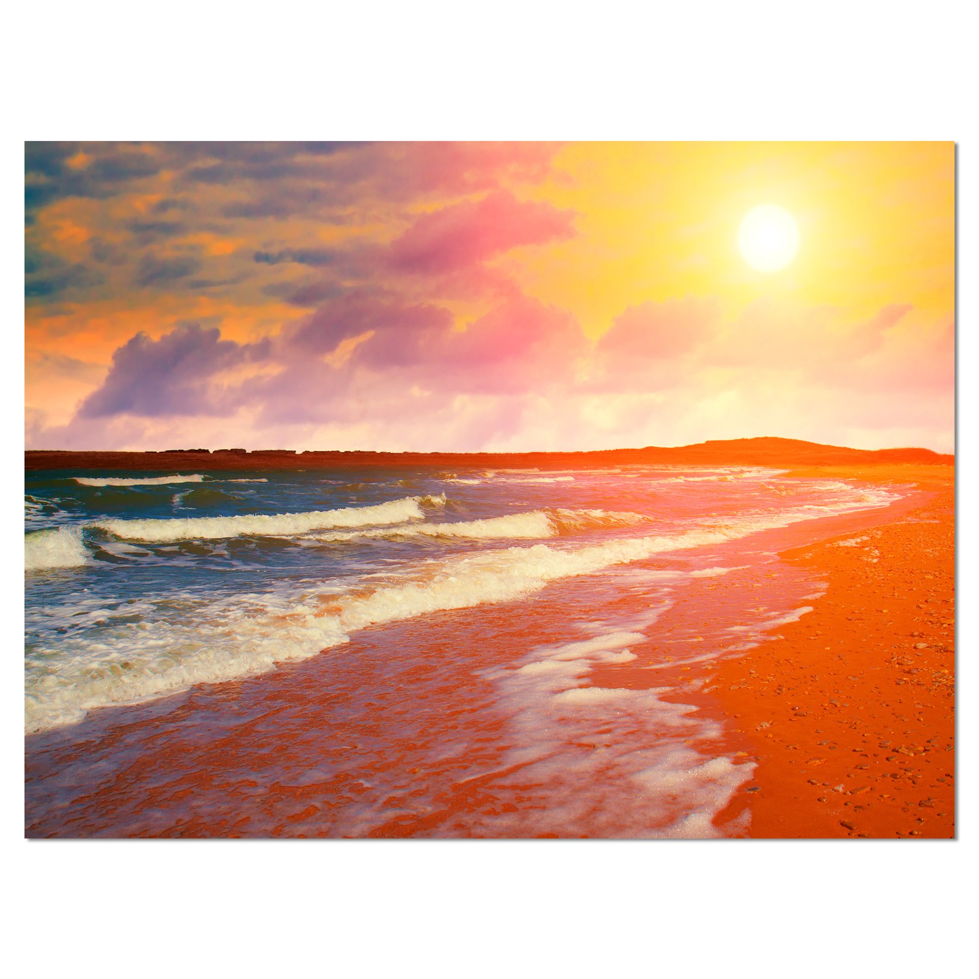 Sunset Desert Beach Canvas Art Print - Modern Coastal Wall Decor for Living Room, Bedroom & Office