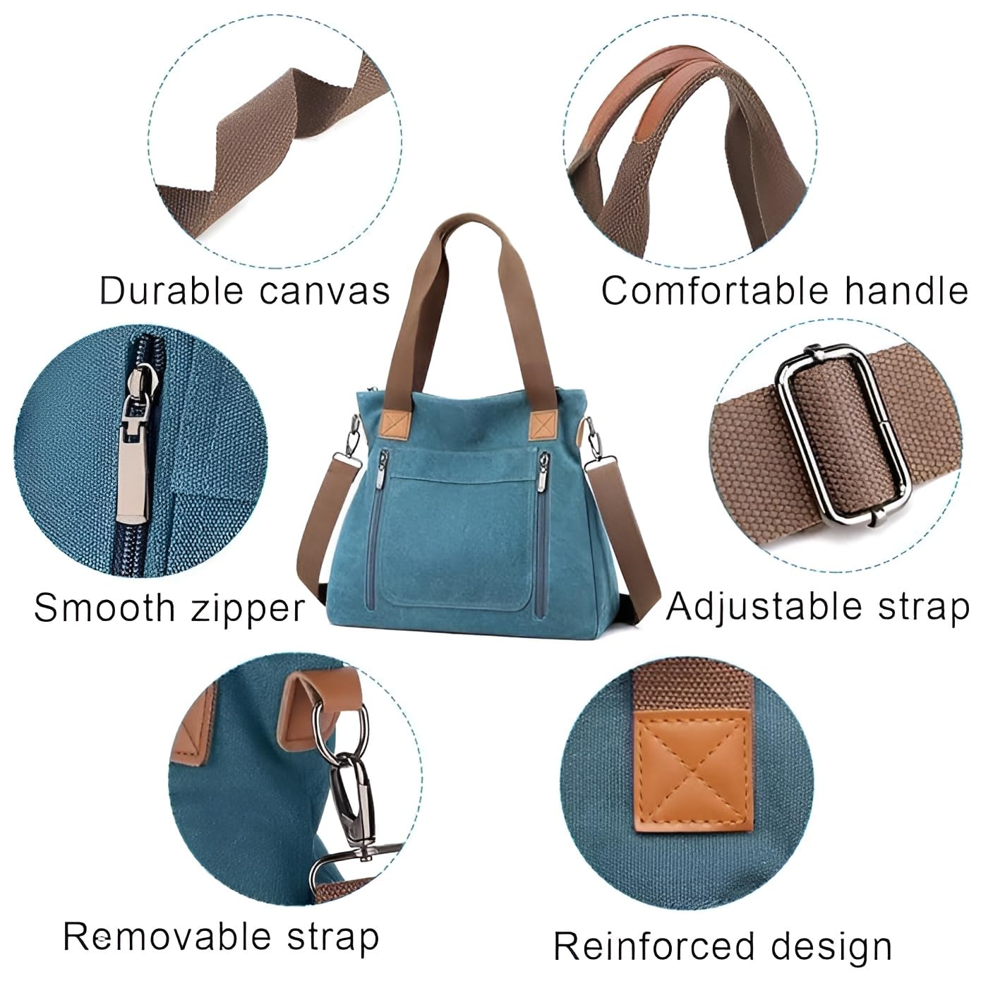 Stylish Women's Canvas Tote Bag - Large Capacity Casual Shoulder Bag for Everyday Use | Durable Hobo Tote & Crossbody Shopper Bag | Perfect for Work, Travel, Shopping and Beach Outings
