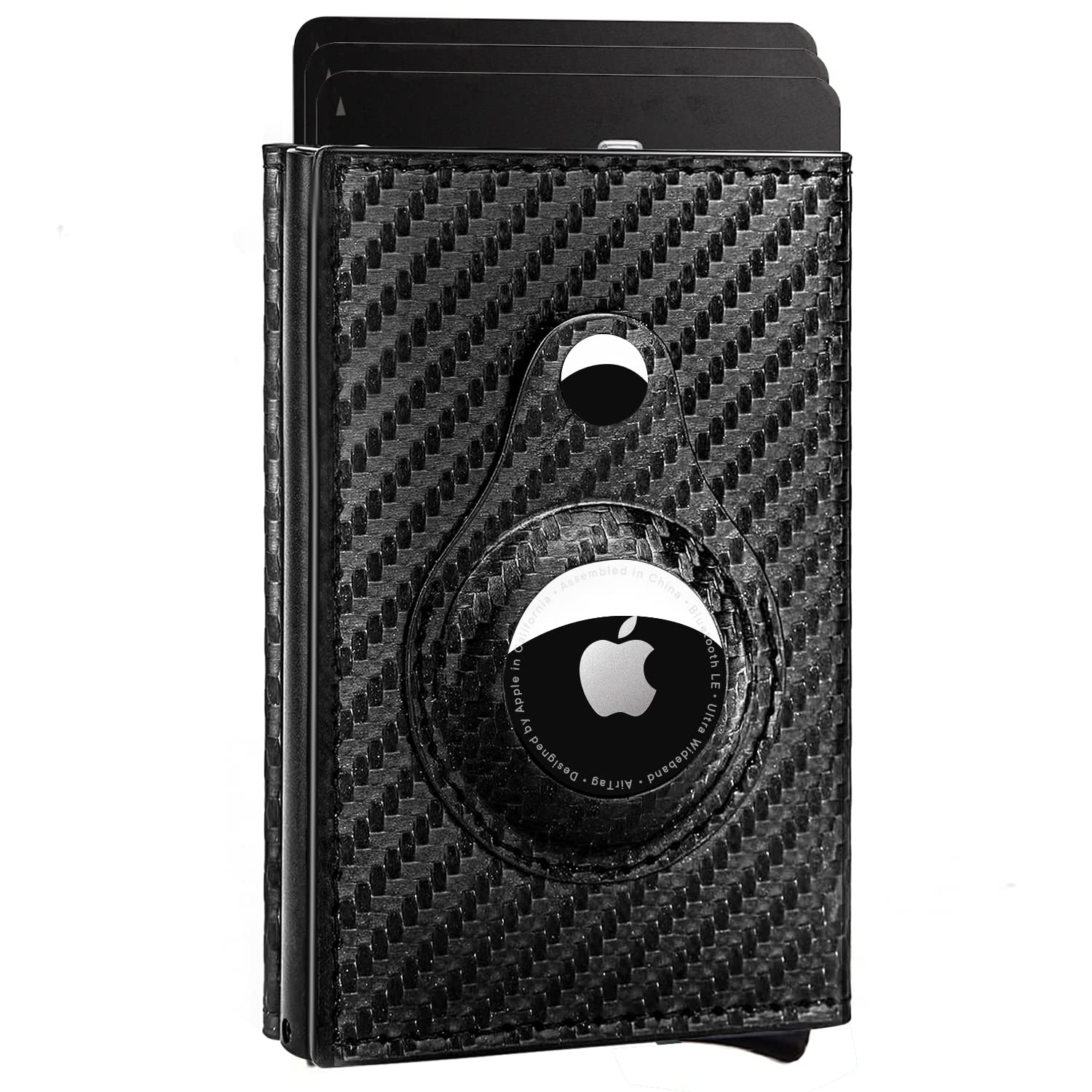 RFID Blocking Slim Minimalist Wallet for Men - Carbon Fiber Leather Smart Wallet | Secure & Stylish for Everyday Use, Travel & Business (Airtag Not Included)