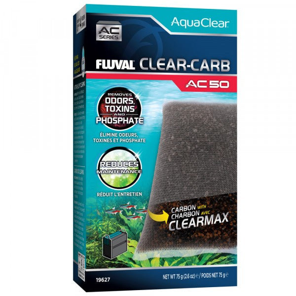 Fluval AquaClear 50 Replacement Filter Media - Clear Carbon 75g for Aquarium Water Purification | Fish Tank Filter Accessories for Freshwater & Saltwater Tanks