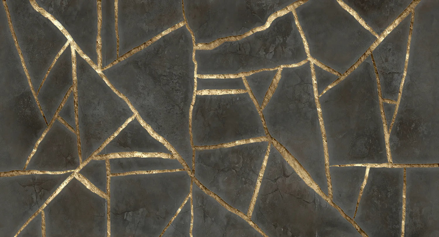 Dusk Kintsugi Wall Art - Japanese Gold Repair Ceramic Decor for Home & Office - Perfect for Living Room, Bedroom, or Meditation Space