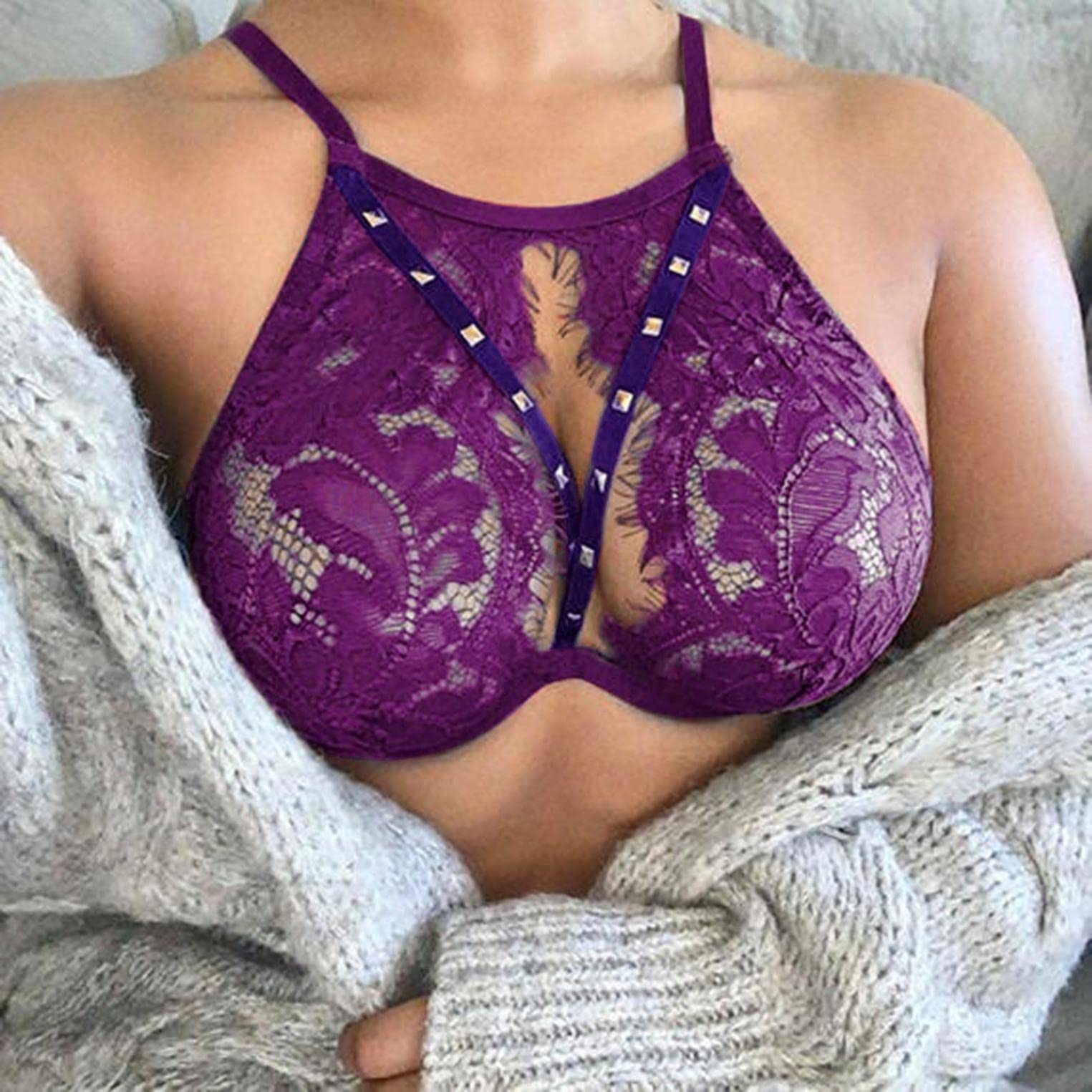 Masbird Women's Sexy Hollow Out Lingerie Set - Lace Babydoll Nightwear Chemise for Romantic Nights & Special Occasions | Perfect for Valentine's Day, Honeymoon & Boudoir Photography