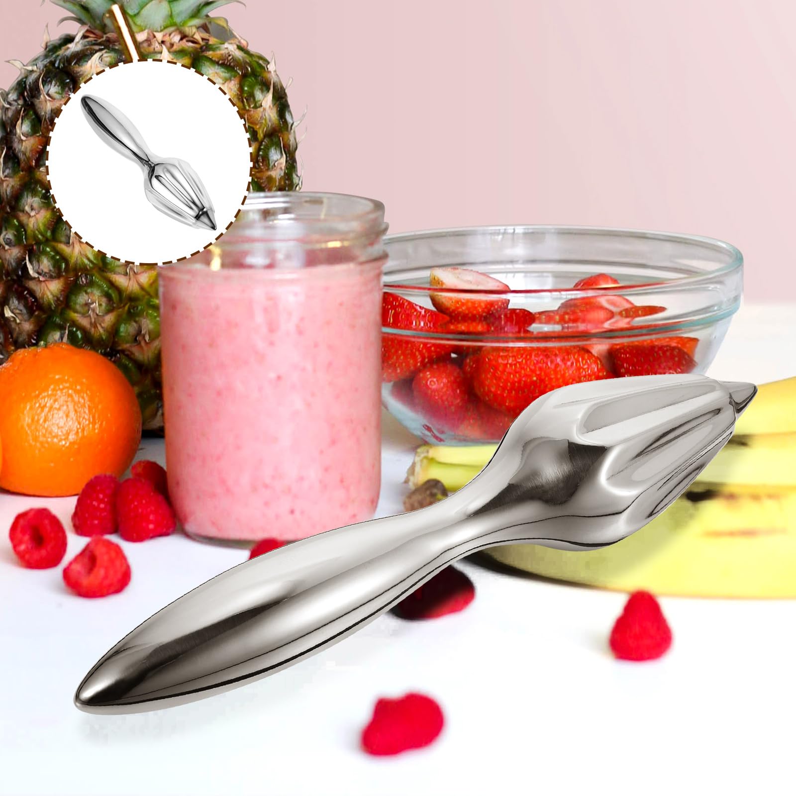 HEMOTON Stainless Steel Lemon Reamer - Manual Citrus Juicer for Lemon, Lime, Grapefruit & Pomegranate - Durable Fruit Squeezer for Fresh Juice at Home, Bars & Restaurants