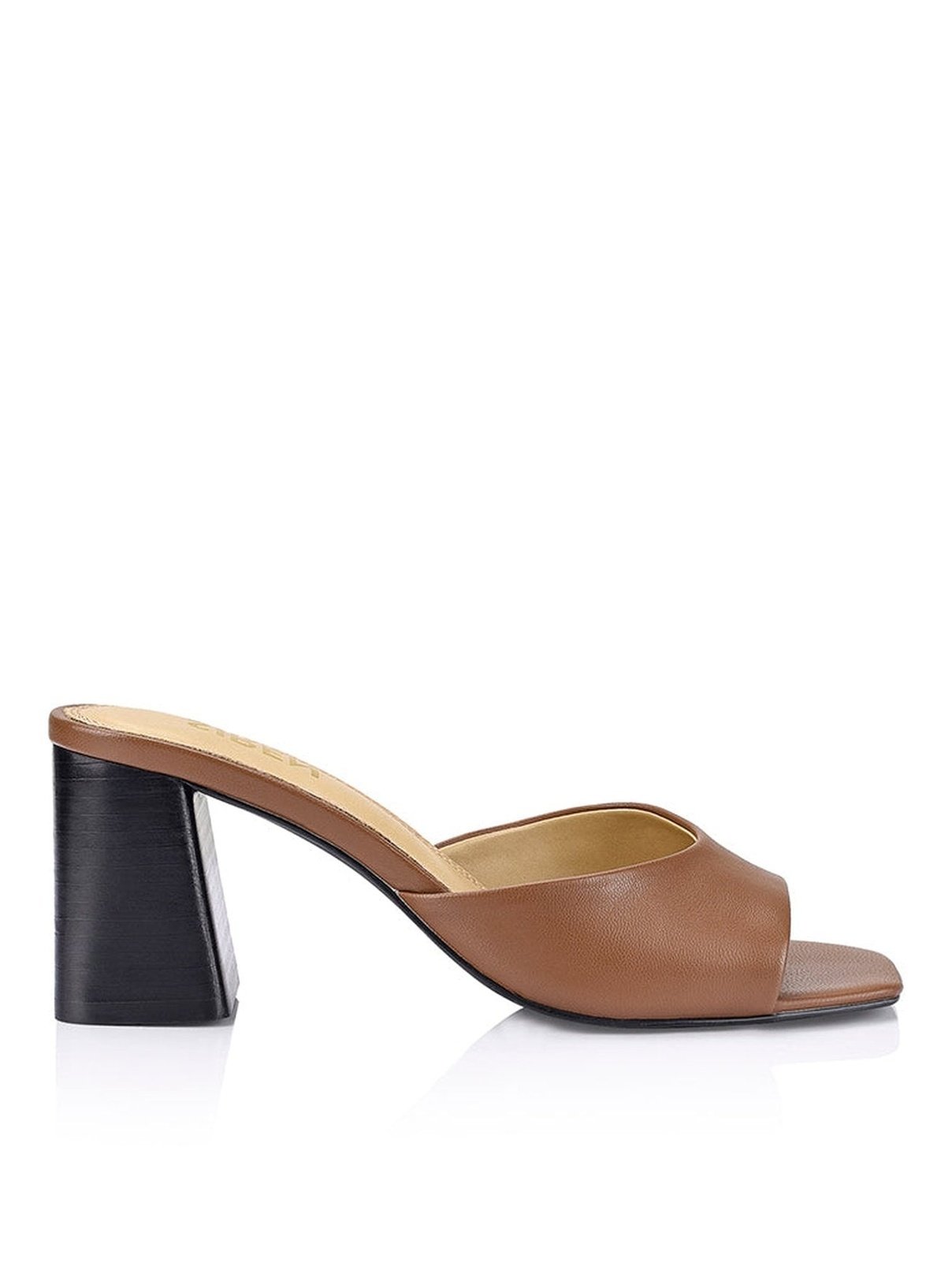 Stop Heeled Mules - Premium Cinnamon Leather Slip-On Shoes for Women | Comfortable & Stylish for Office, Party & Casual Wear