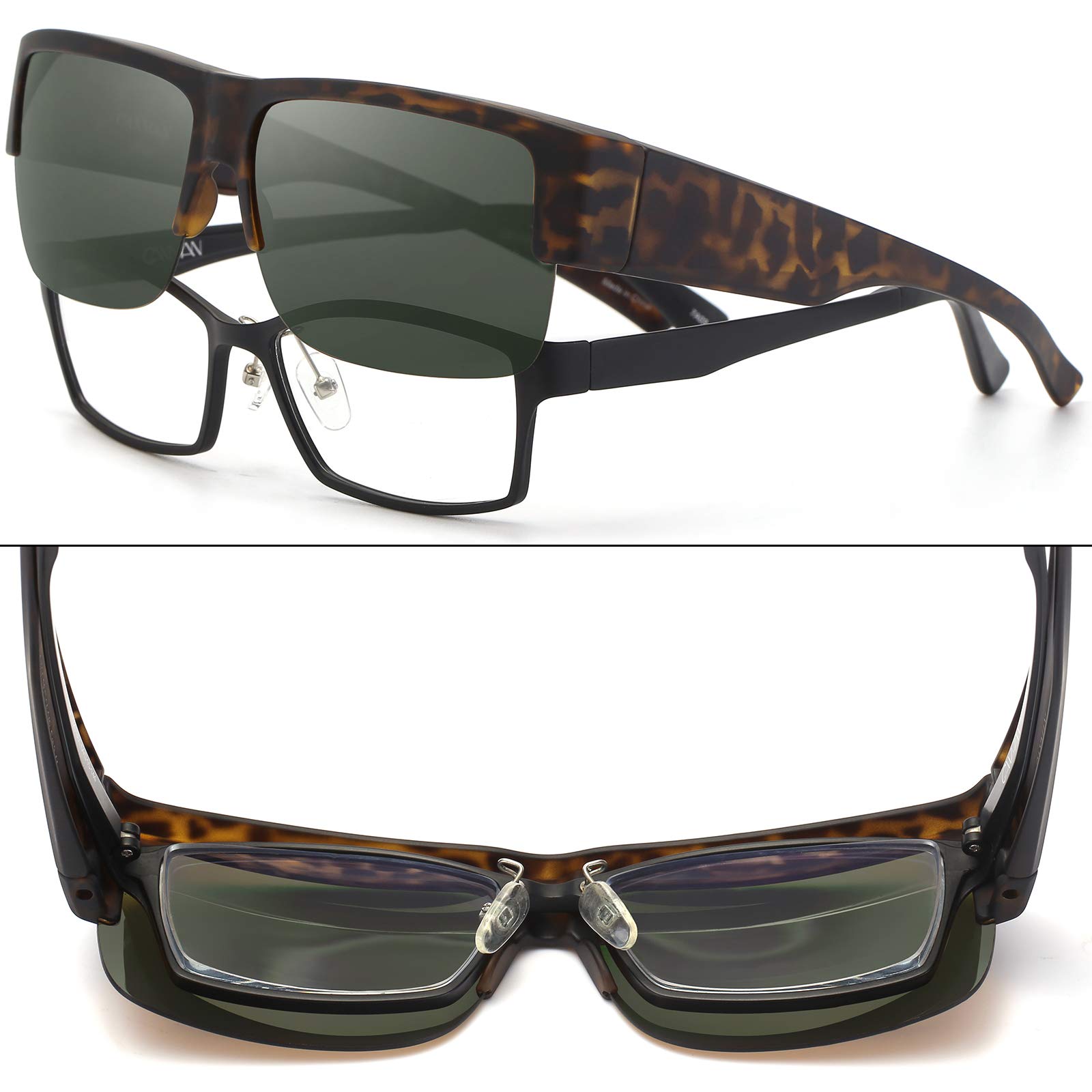 CAXMAN Polarized Fit Over Glasses Sunglasses for Men & Women - 100% UV Protection - Perfect for Driving, Outdoor Sports & Daily Wear
