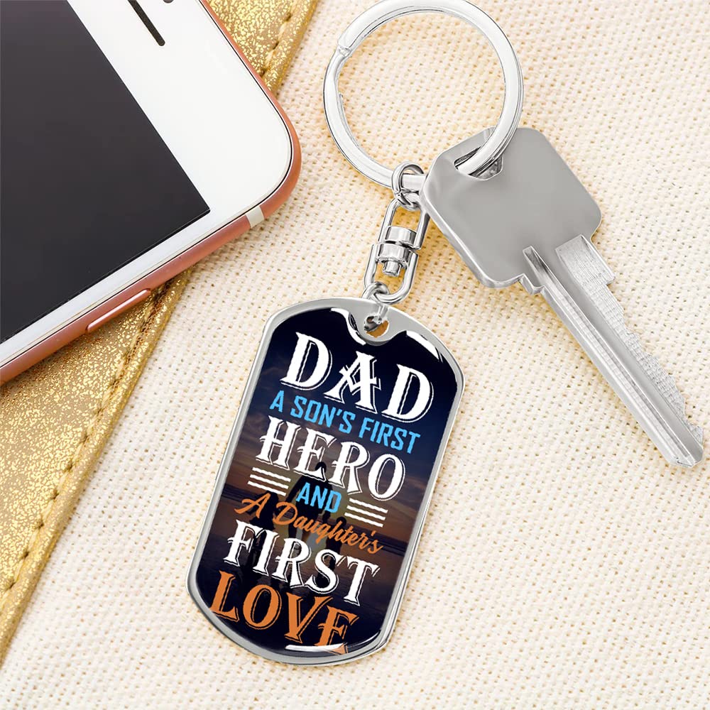 Personalized Father's Day Keychain for Dad - Custom Engraved Name, Text & Photo Gift from Daughter or Son - Perfect Birthday Present for Dad, Husband, Grandpa - Great for Key Rings, Wallets, Office & Everyday Carry