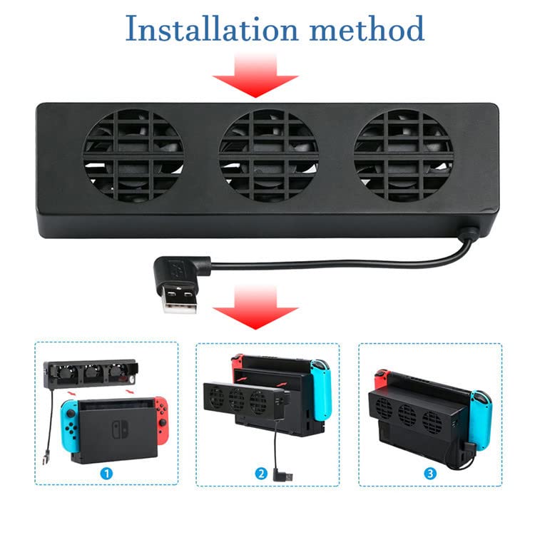 Bewinner USB Cooling Fan Stand Dock with 3 Fans for Nintendo Switch - Portable Cooling System for Switch Console, Prevents Overheating During Long Gaming Sessions - Perfect for Home, Travel & Extended Gameplay