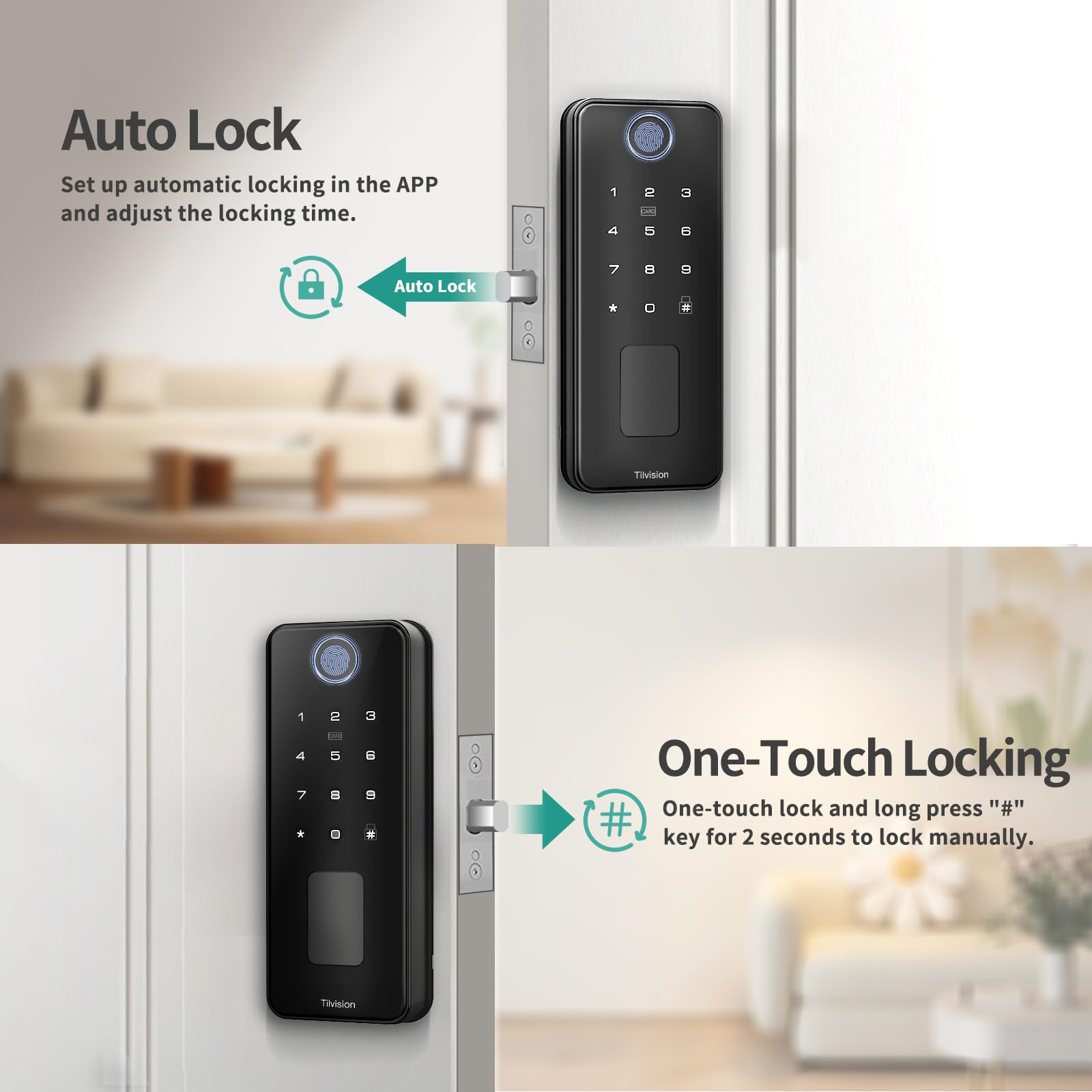 WiFi Smart Door Lock with Keyless Entry & App Control - Auto Lock, IP65 Waterproof, Touchscreen Keypad & Fingerprint Scanner - Secure Smart Deadbolt for Front Doors, Homes & Offices - Perfect for Vacation Rentals & Smart Home Automation