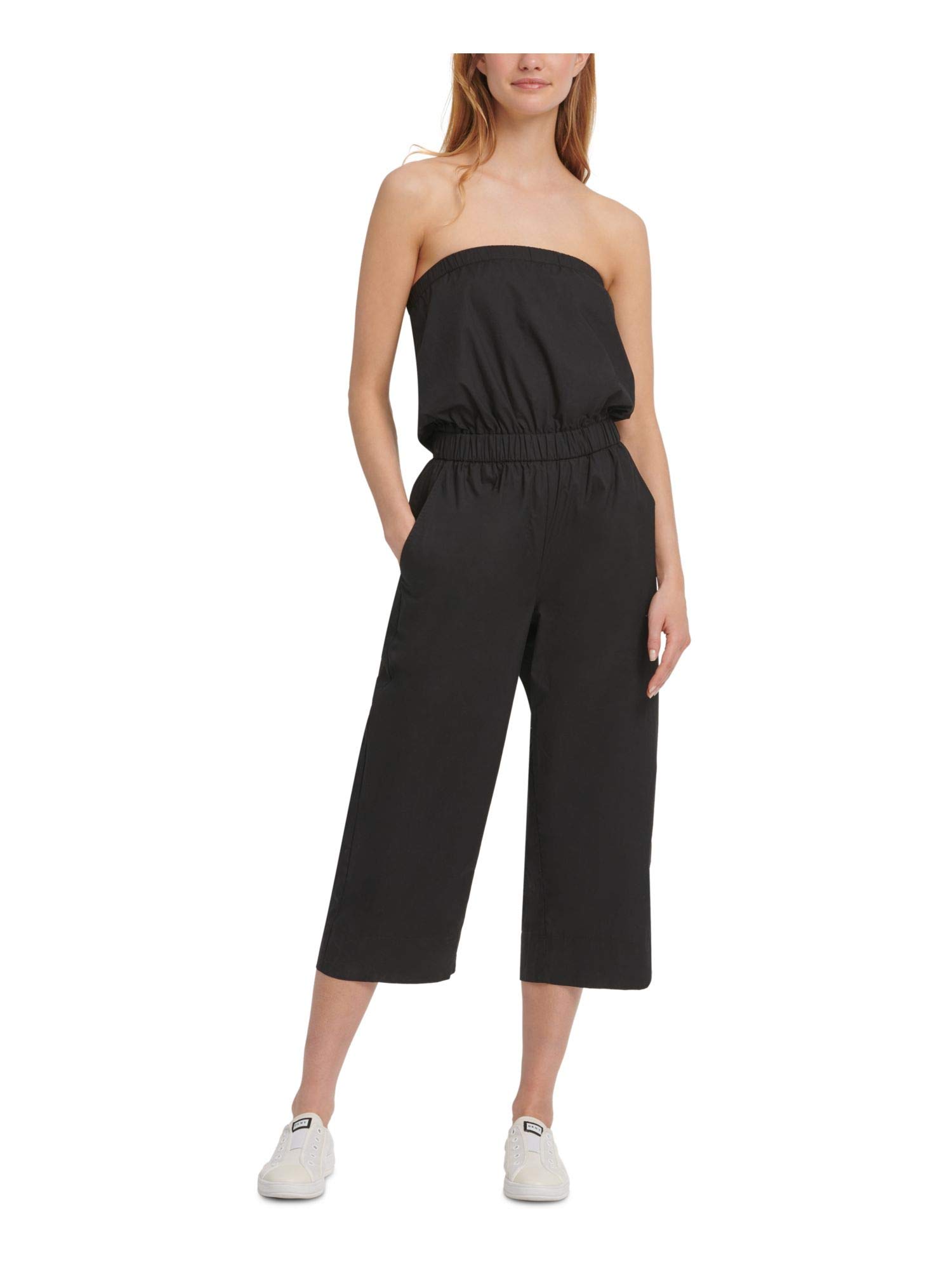 DKNY Strapless Jumpsuit for Women - Black Size Large - Elegant One-Piece Romper for Evening Parties & Cocktail Dresses