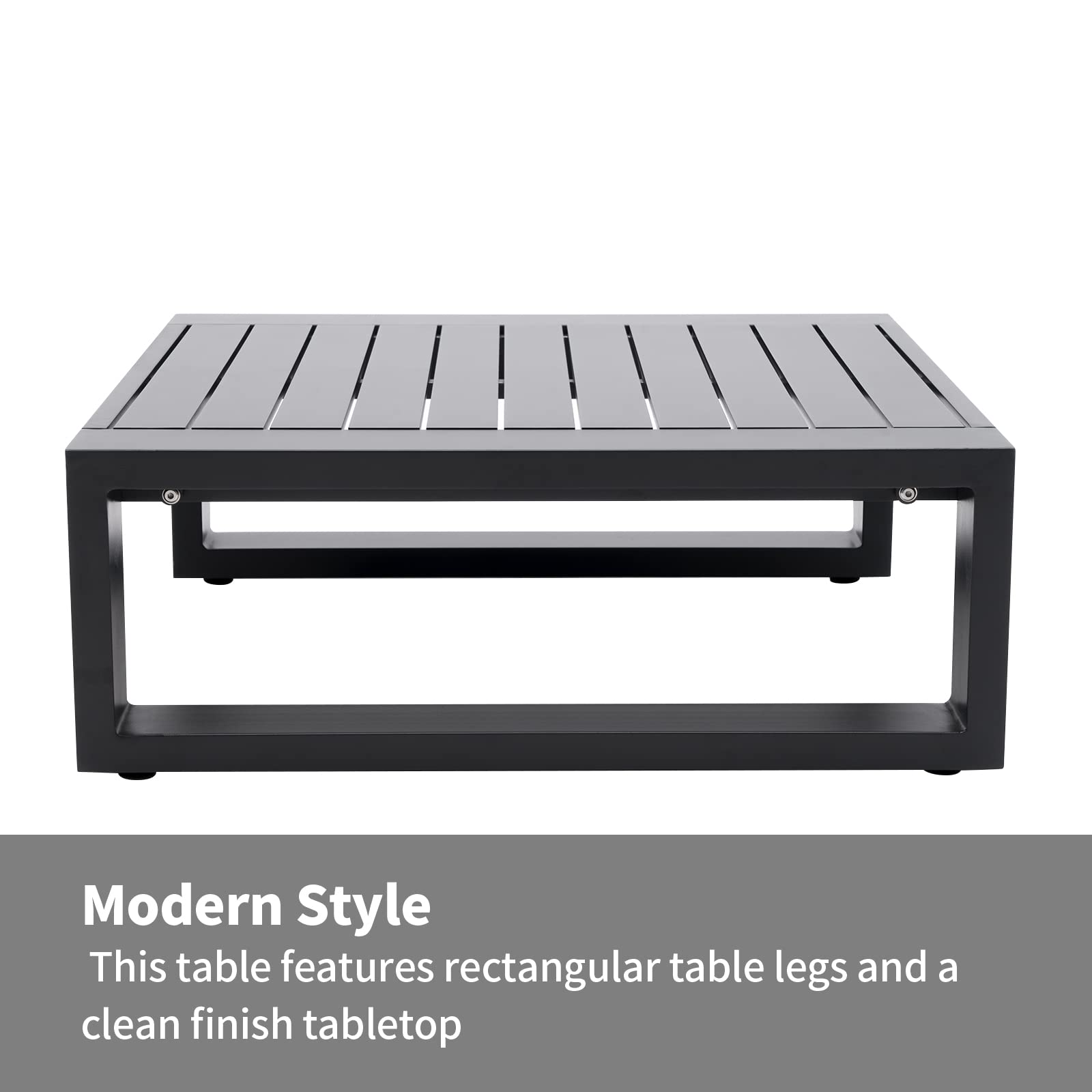 Outdoor Aluminum Side Table - Square Patio End Table with Slat Top for Bistro, Cafe & Garden - Grey Frame Coffee Table - Perfect for Outdoor Dining, Poolside Lounging & Backyard Decor