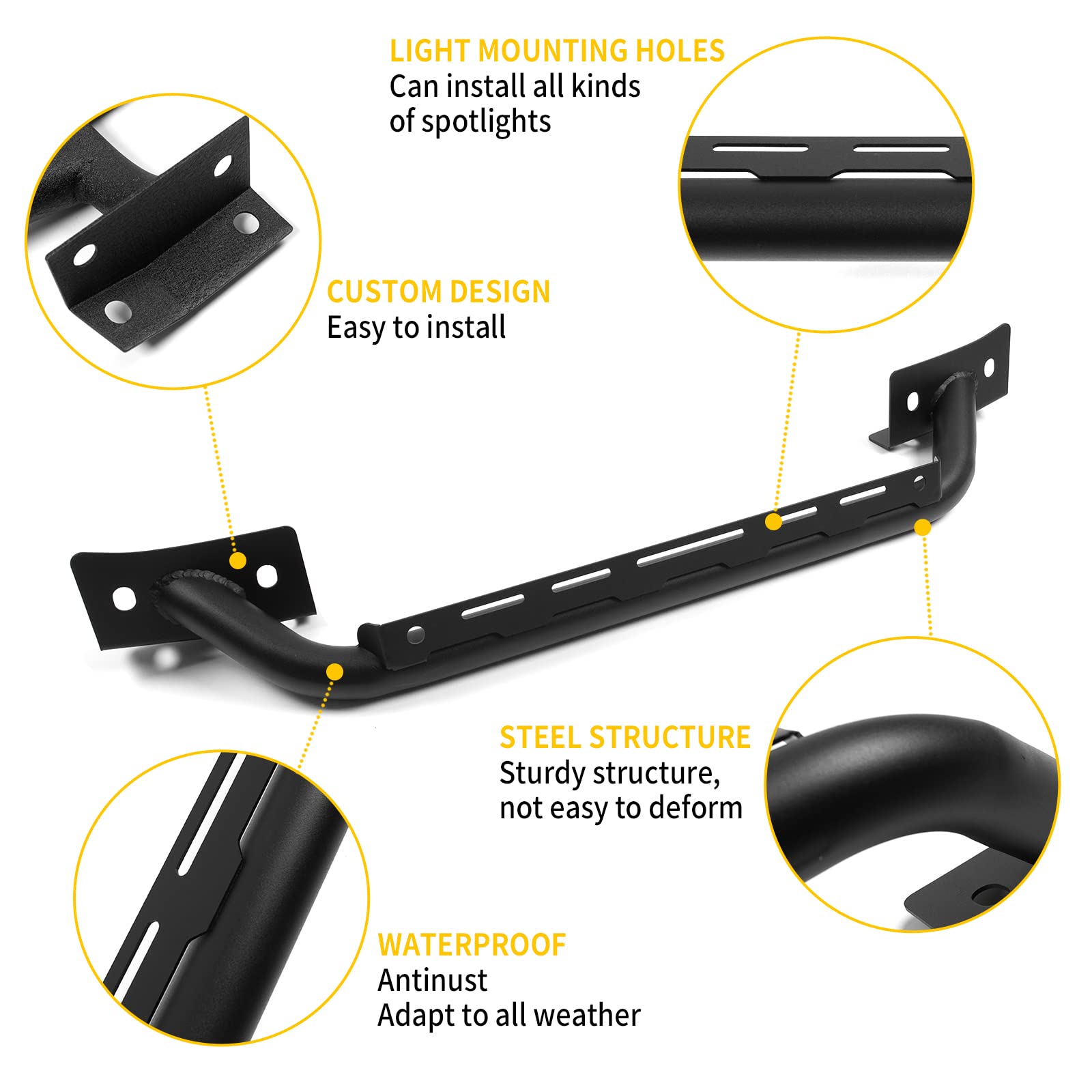 Heavy Duty Bull Bar for 2021-2024 Ford Bronco | Front Bumper Guard with Steel Construction | Bolt-On Installation | Compatible with 2-Door & 4-Door Models | Off-Road Protection & Style Upgrade | Perfect for Trail Riding & Urban Driving