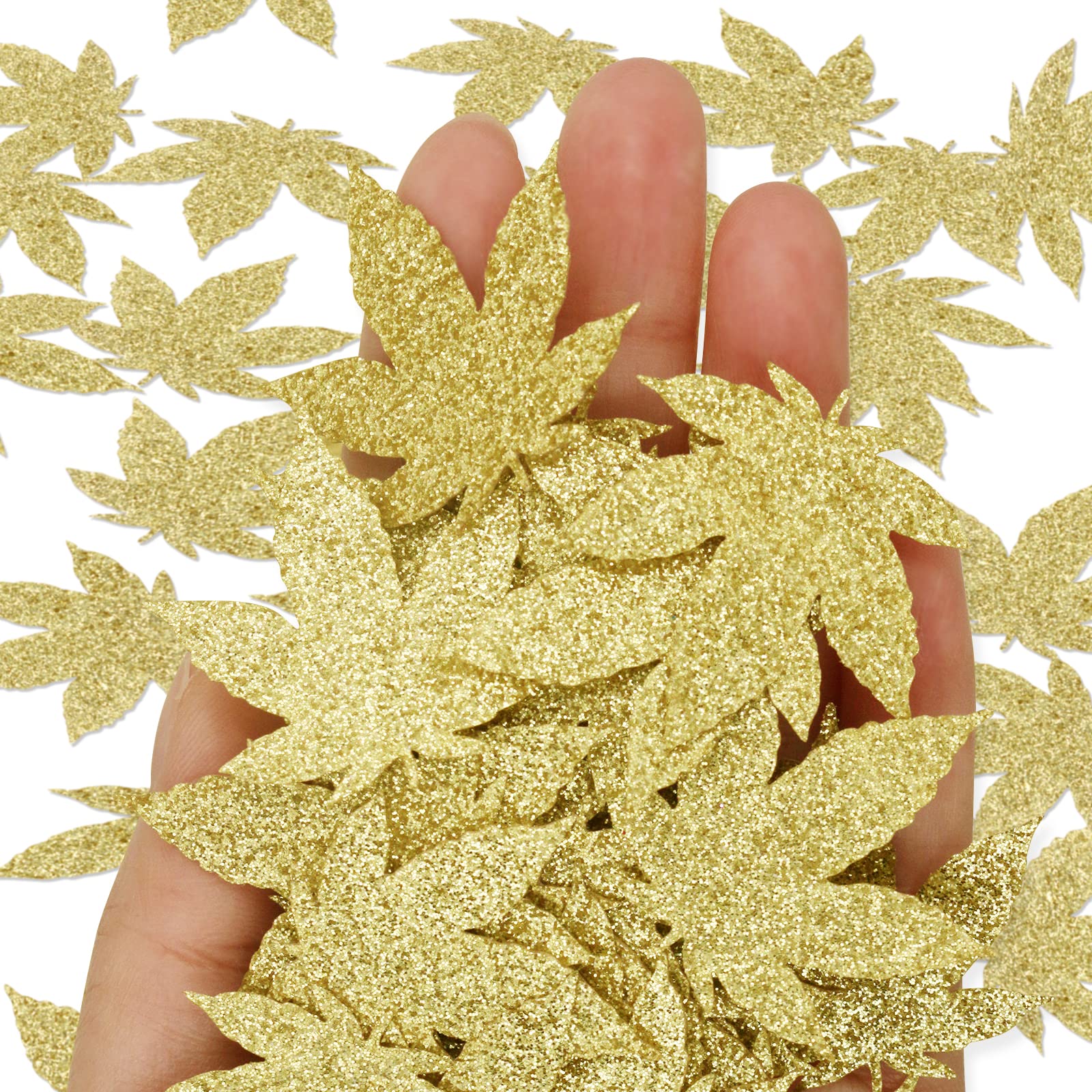 Premium Gold Marijuana Leaf Confetti for 420 Birthday Party Decorations - Single Weed Leaf Design - Perfect for Stoner Themed Parties, Cannabis Celebrations & Bachelorette Events