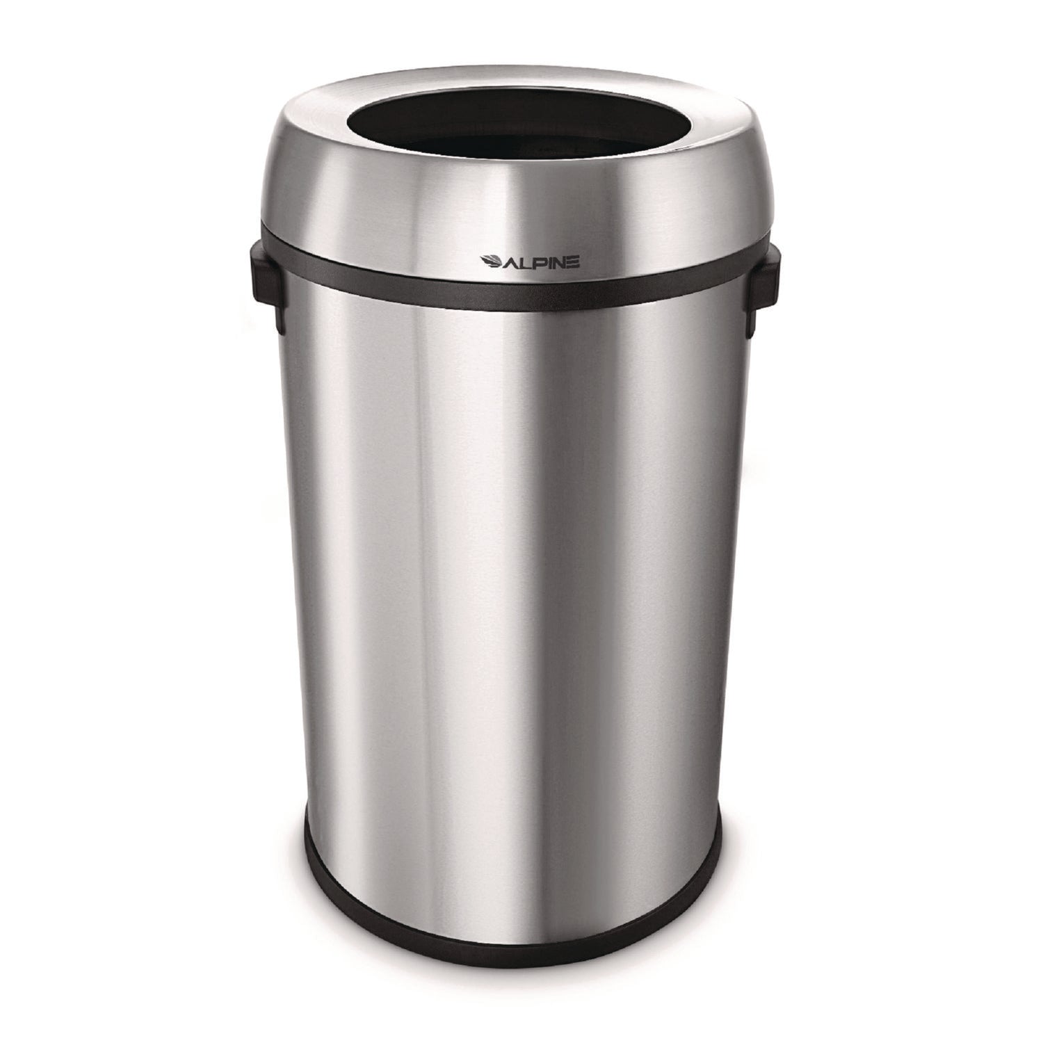 Alpine Industries 17 Gallon Stainless Steel Heavy Duty Commercial Trash Can with Brushed Finish - Ideal for Restaurants, Offices & Outdoor Use
