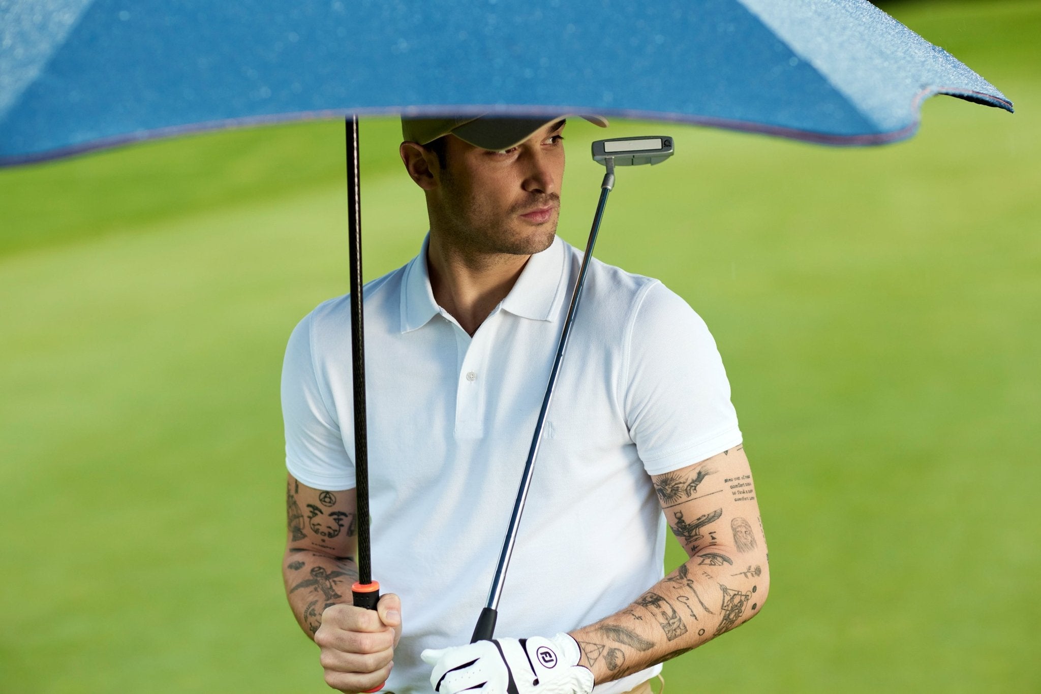BLUNT Sport Umbrella - Windproof, UV Protection, Durable Golf Umbrella for Men & Women - Navy/Orange - Perfect for Golf, Beach, Hiking & Outdoor Activities