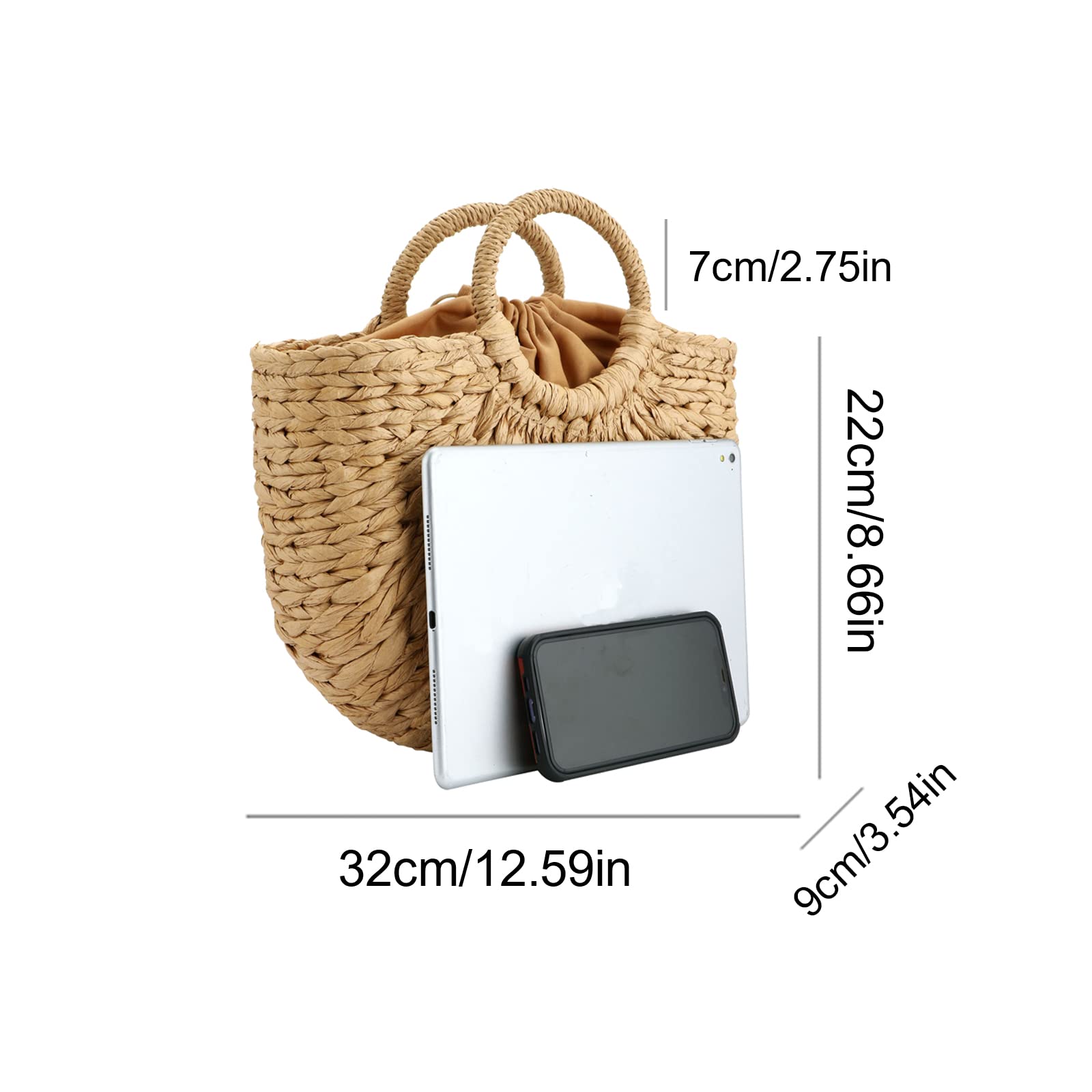 Stylish Handwoven Rattan Straw Tote Bag for Women - Vintage Beach Clutch with Handle, Perfect for Summer Outings, Picnics, and Seaside Vacations