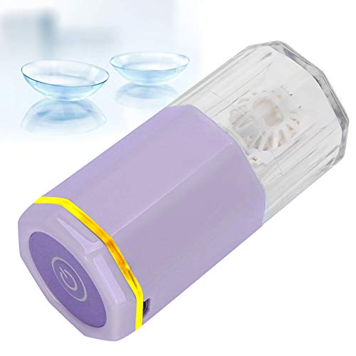 USB Portable Contact Lens Cleaner - Fast Automatic Cleaning Case for Daily Care (Purple) | Travel & Home Use